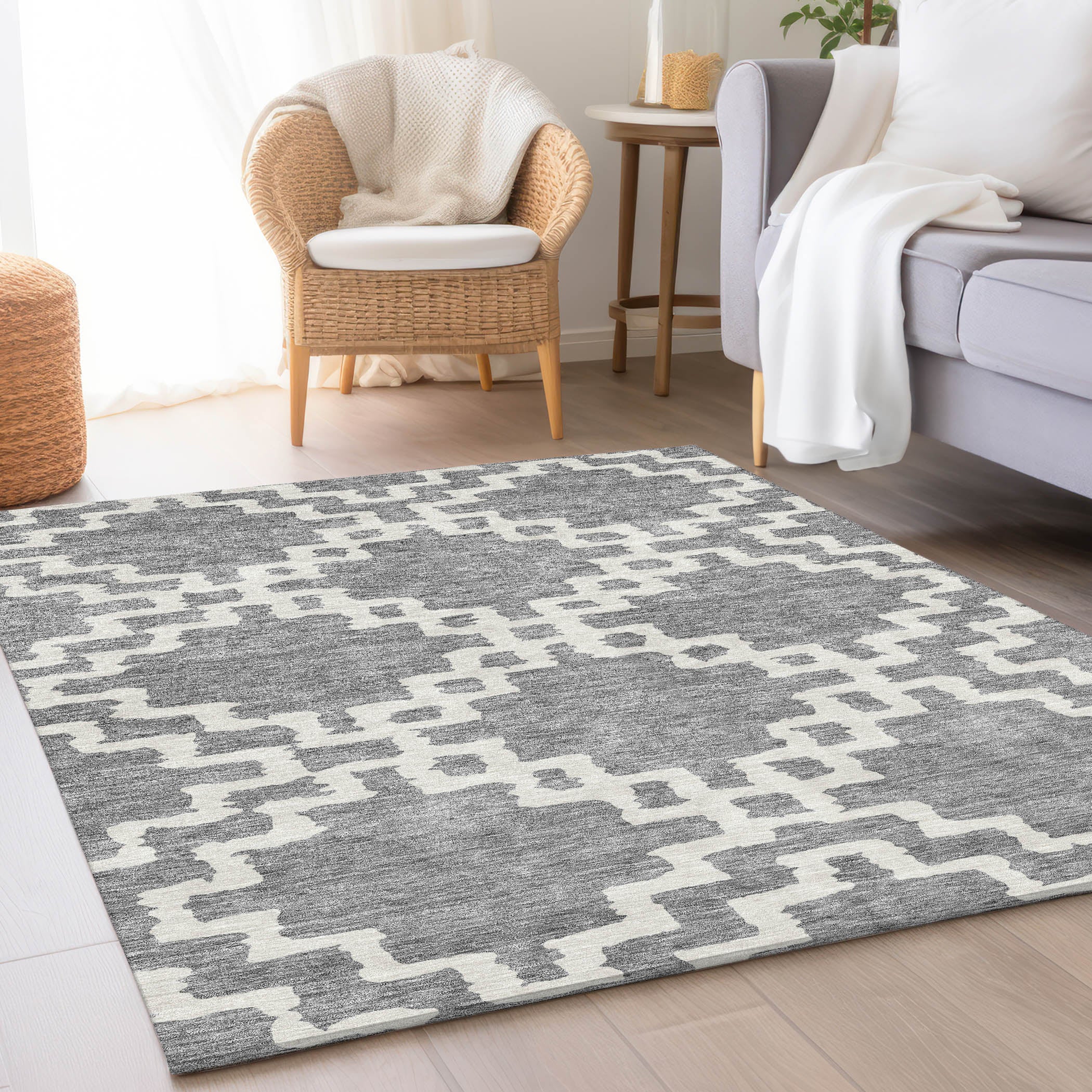 Budapest Machine Washable Transitional Gray Rug 2'6" x 3'10" #shape_Rectangle