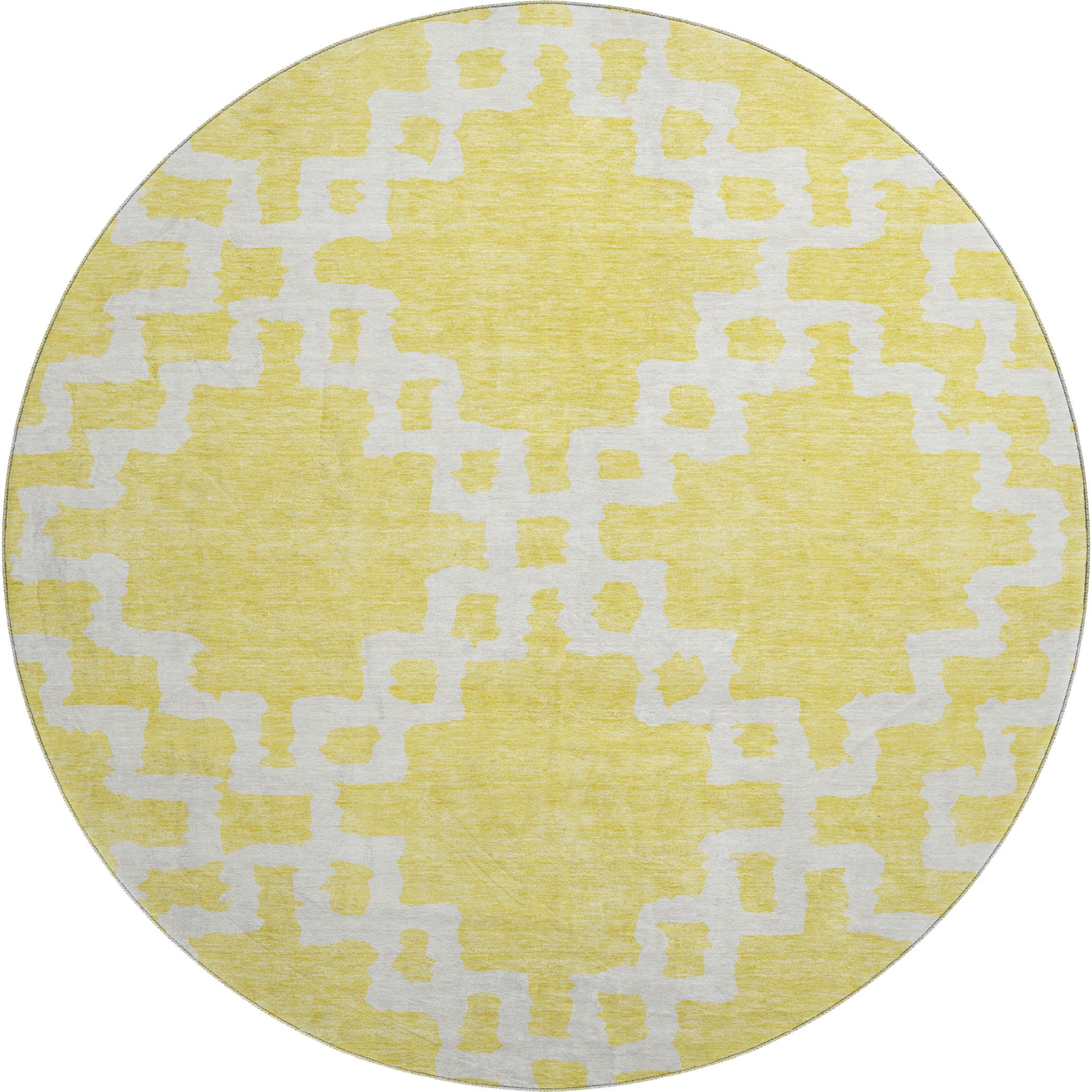 Budapest Machine Washable Transitional Yellow Gold Rug 8' x 8' #shape_Round