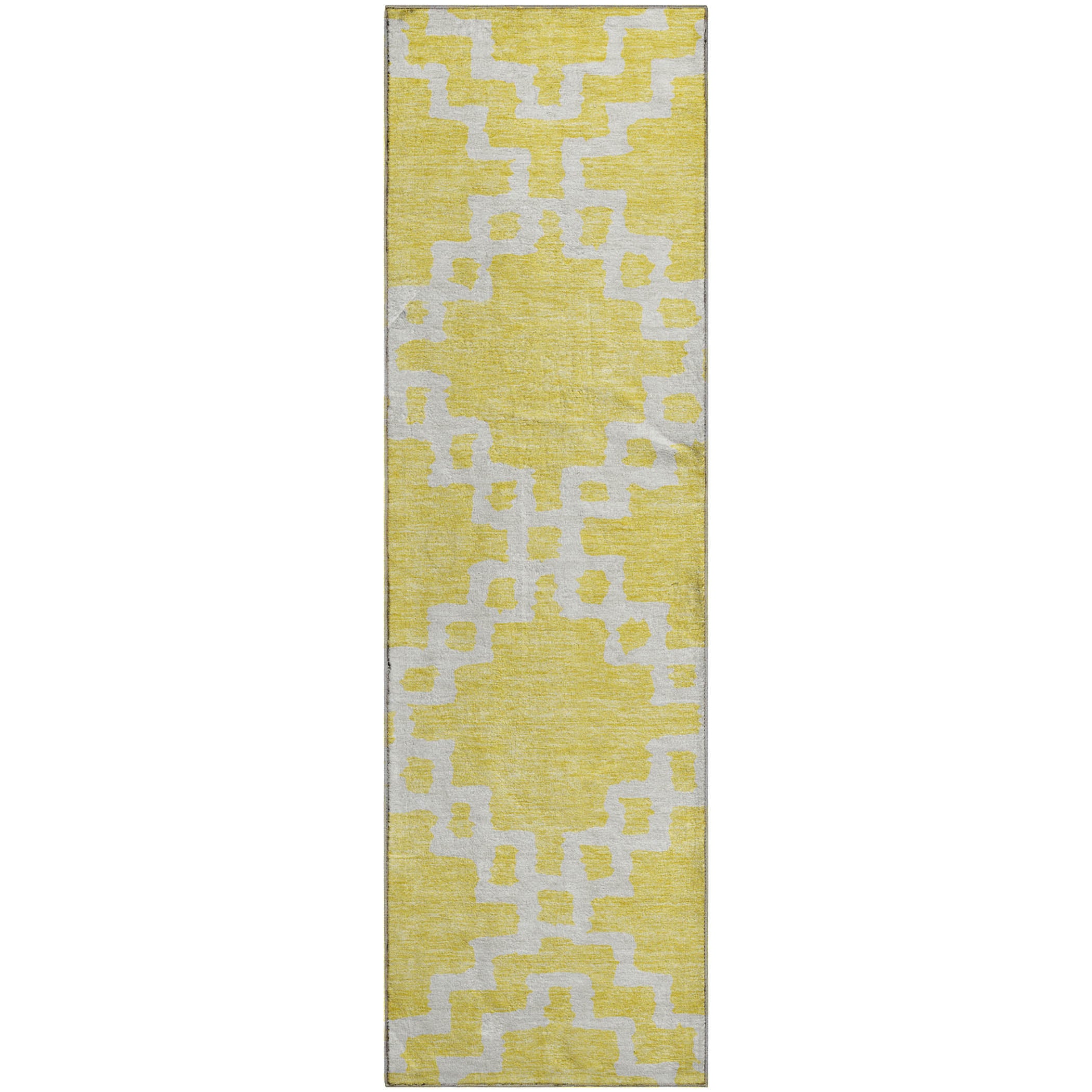 Budapest Machine Washable Transitional Yellow Gold Rug 2'3" x 7'6" #shape_Runner