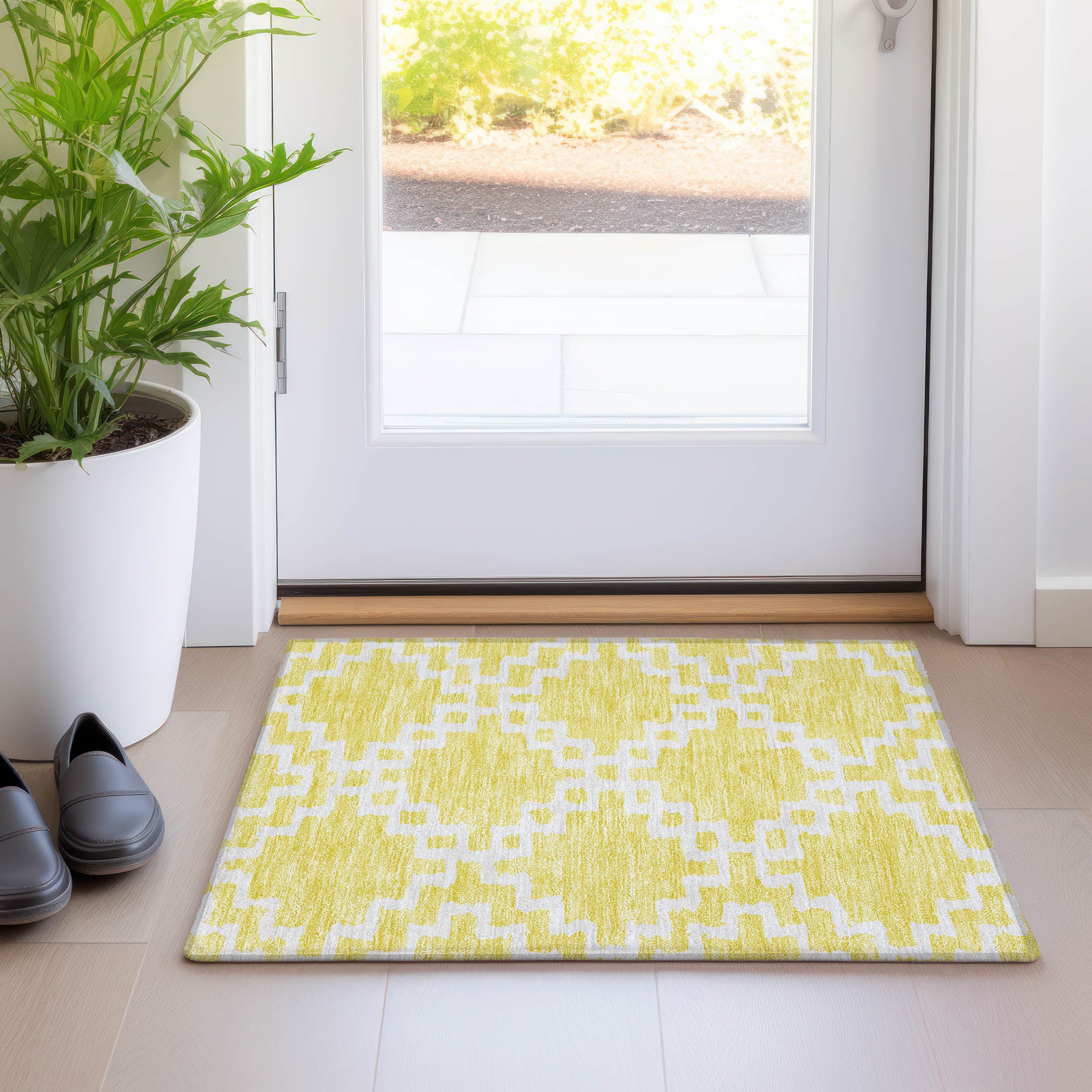Budapest Machine Washable Transitional Yellow Gold Rug 1'8" x 2'6" #shape_Rectangle