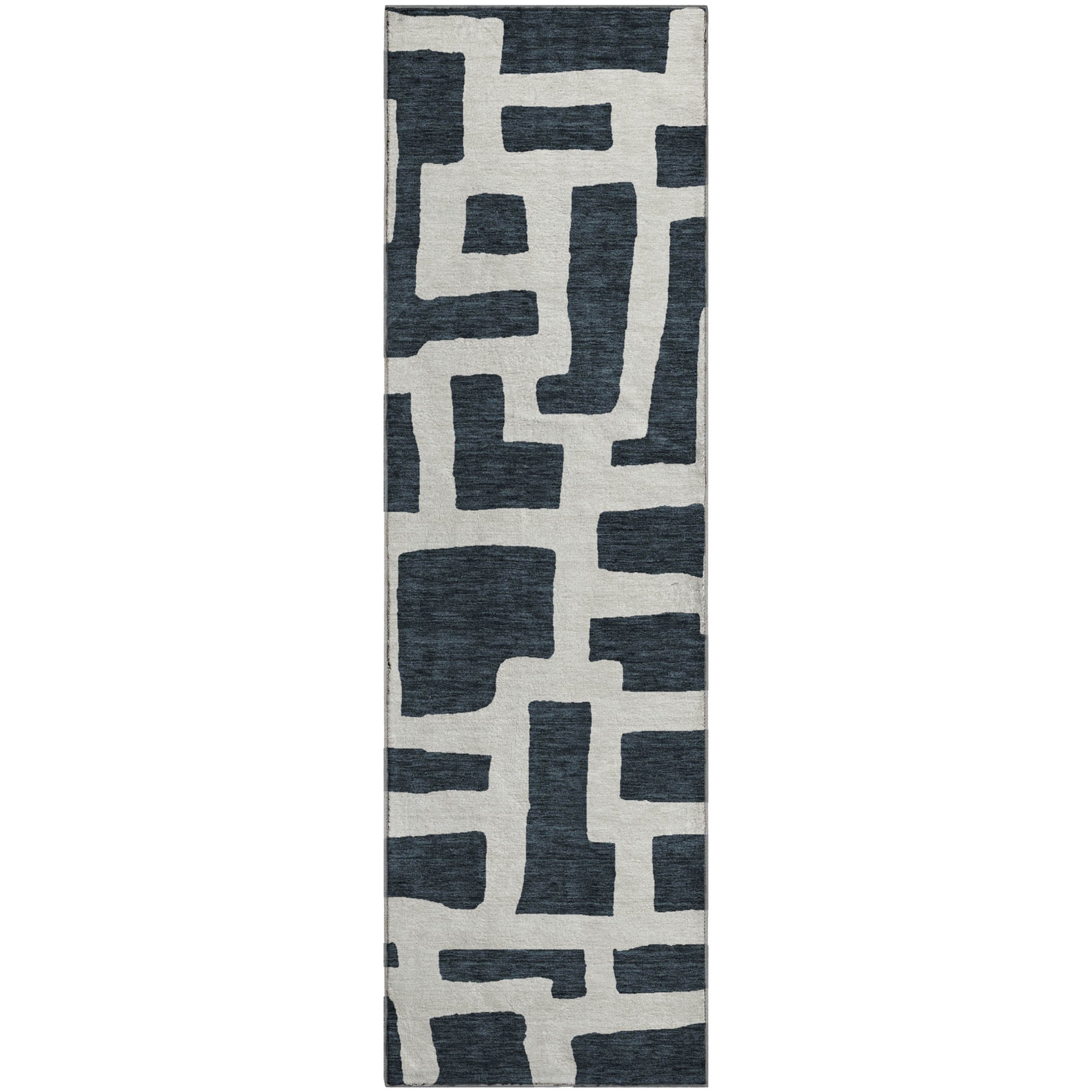 Bern Machine Washable Transitional Black Rug 2'3" x 7'6" #shape_Runner