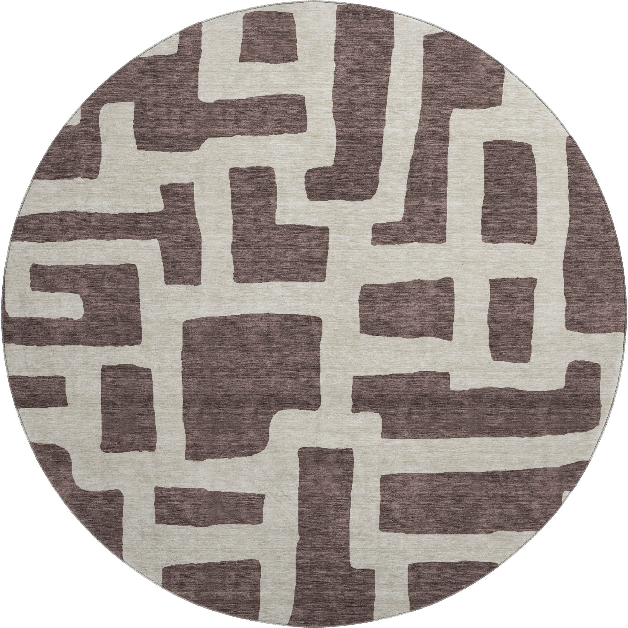 Bern Machine Washable Transitional Fudge Brown Rug 8' x 8' #shape_Round