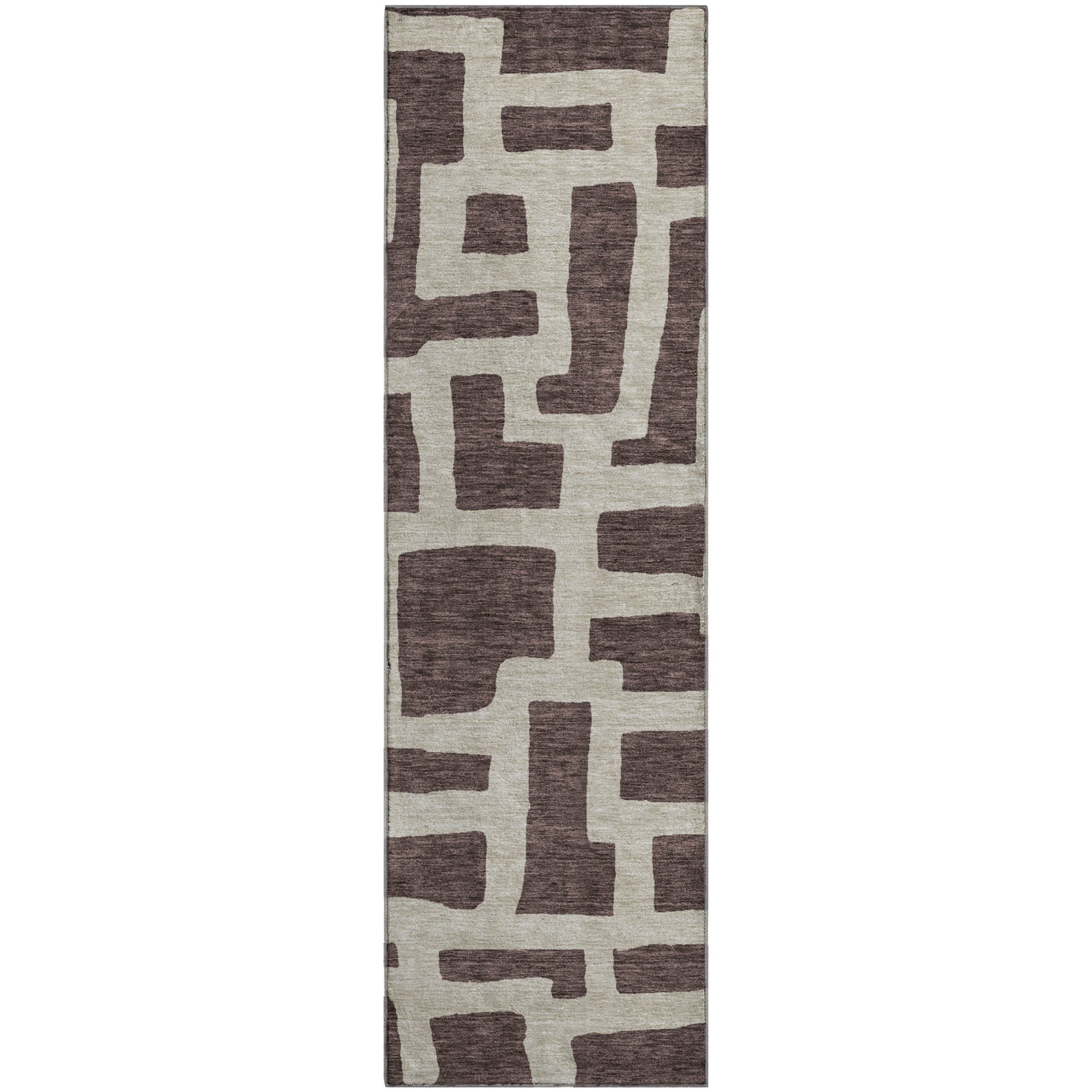 Bern Machine Washable Transitional Fudge Brown Rug 2'3" x 7'6" #shape_Runner