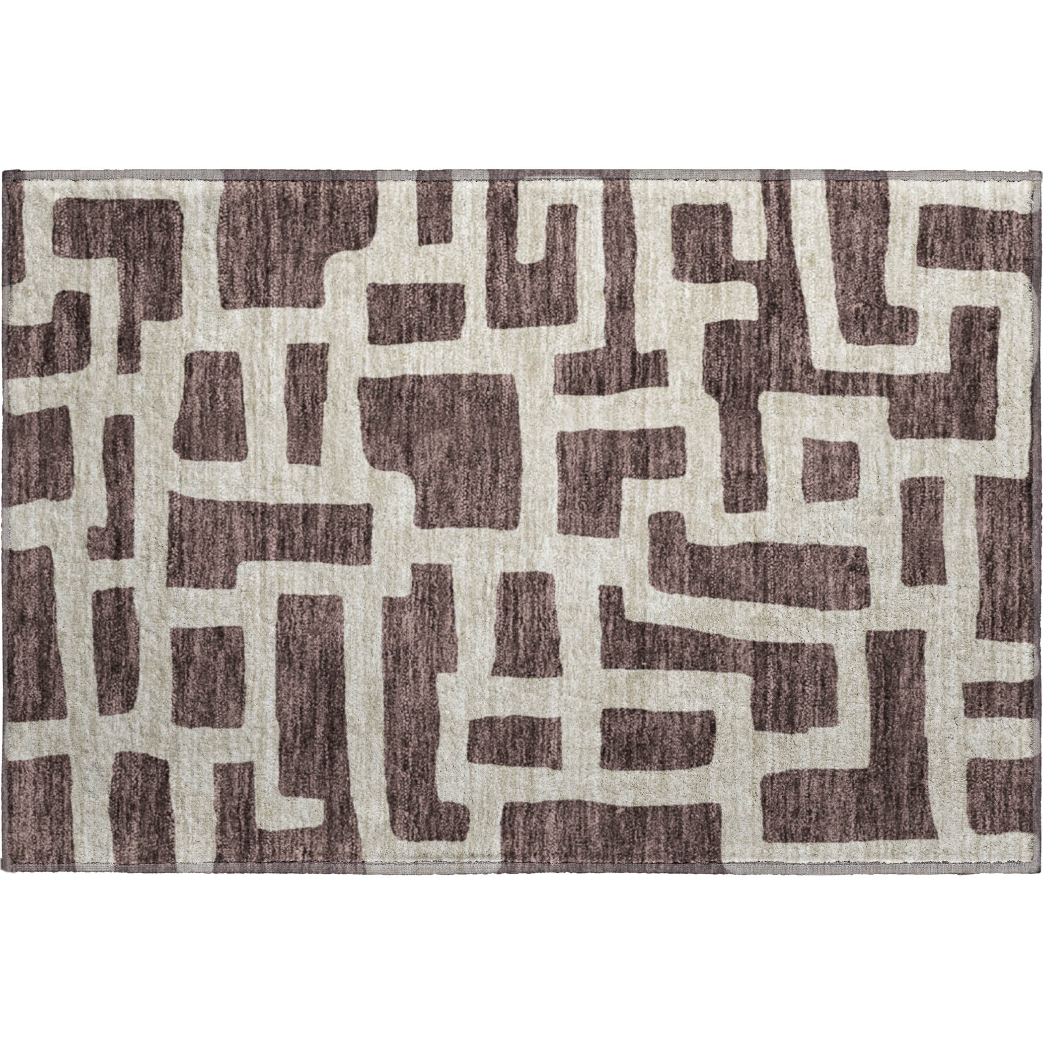 Bern Machine Washable Transitional Fudge Brown Rug 1'8" x 2'6" #shape_Rectangle