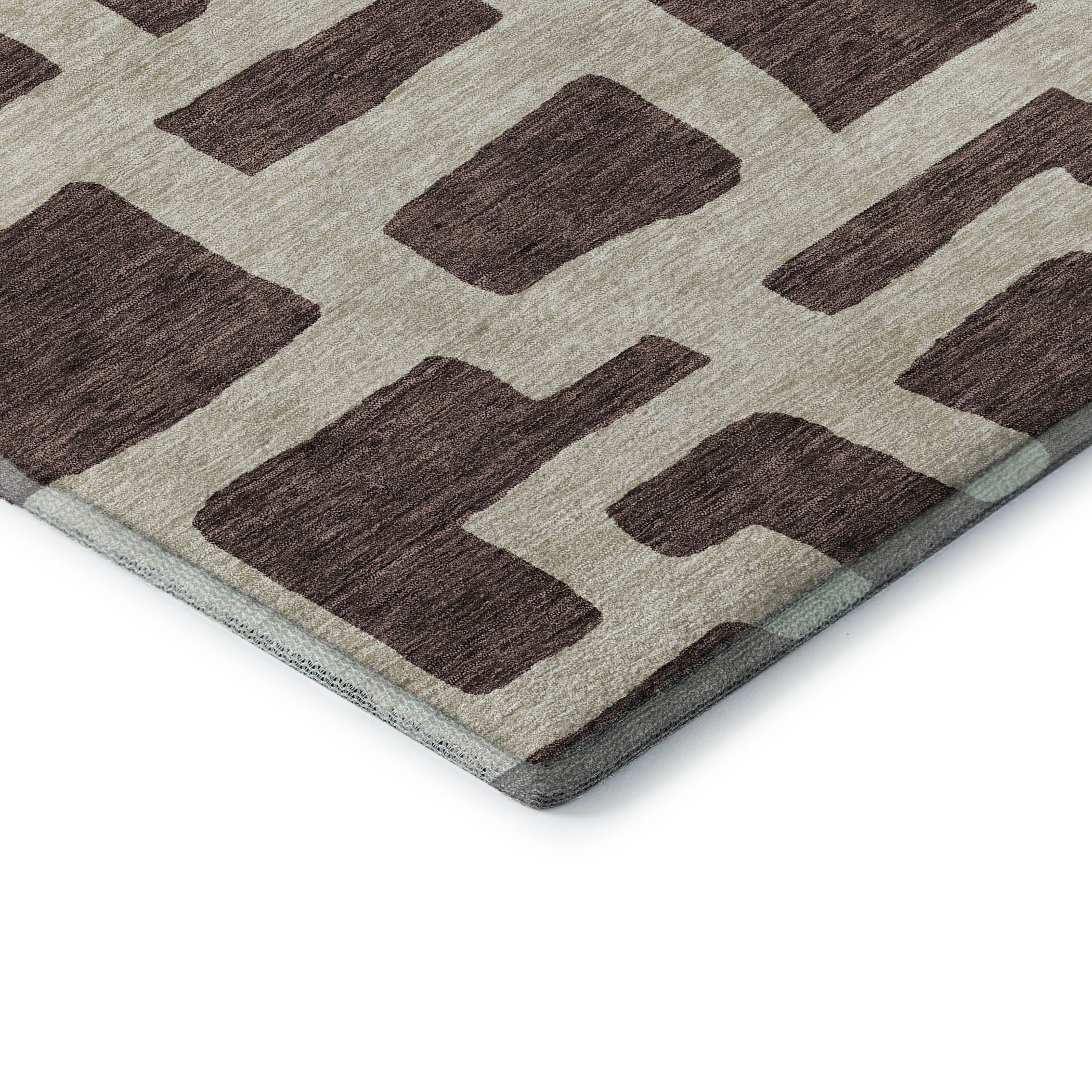 Bern Machine Washable Transitional Fudge Brown Rug 1'8" x 2'6" #shape_Rectangle