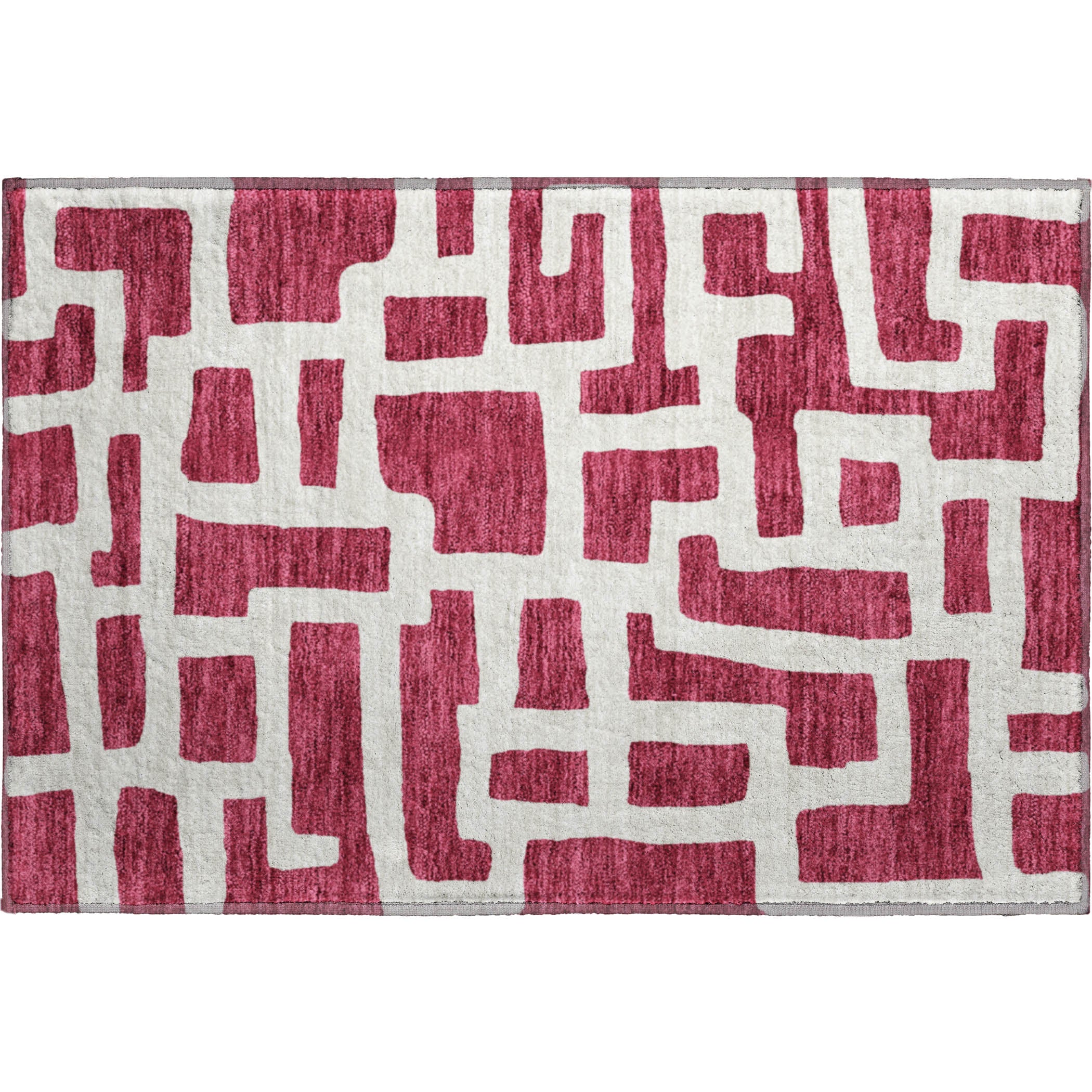 Bern Machine Washable Transitional Garnet Red Rug 1'8" x 2'6" #shape_Rectangle
