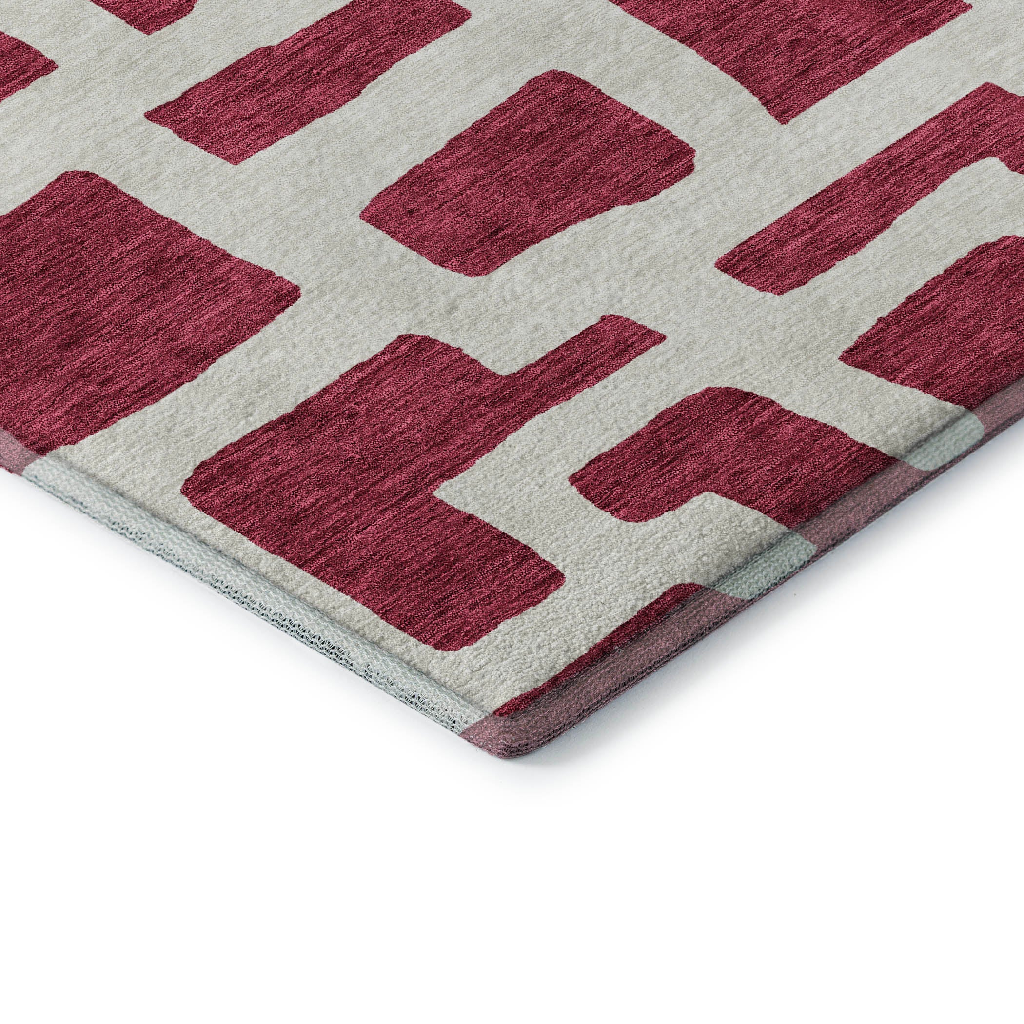 Bern Machine Washable Transitional Garnet Red Rug 1'8" x 2'6" #shape_Rectangle