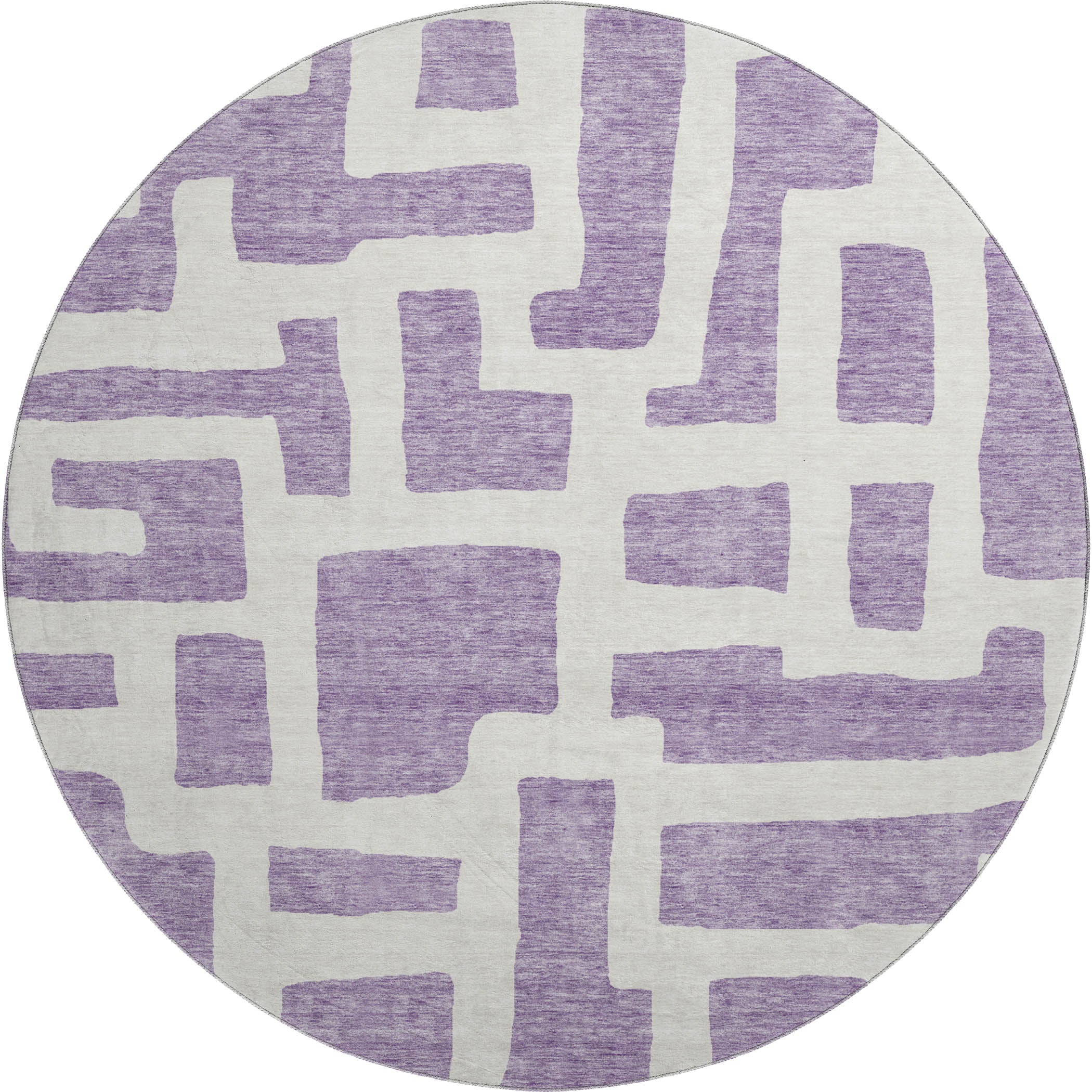 Bern Machine Washable Transitional Purple Rug 8' x 8' #shape_Round