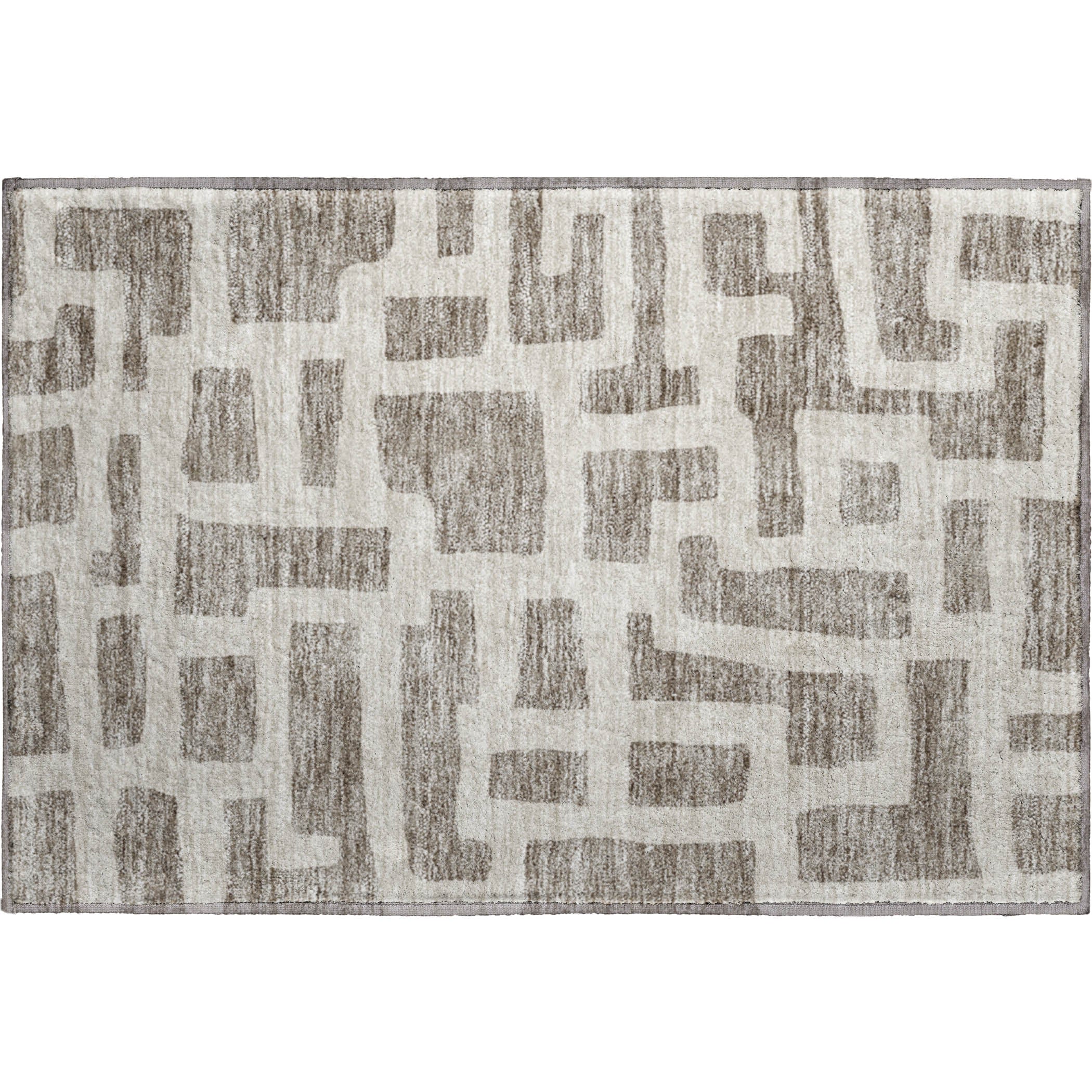 Bern Machine Washable Transitional Taupe Brown Rug 1'8" x 2'6" #shape_Rectangle