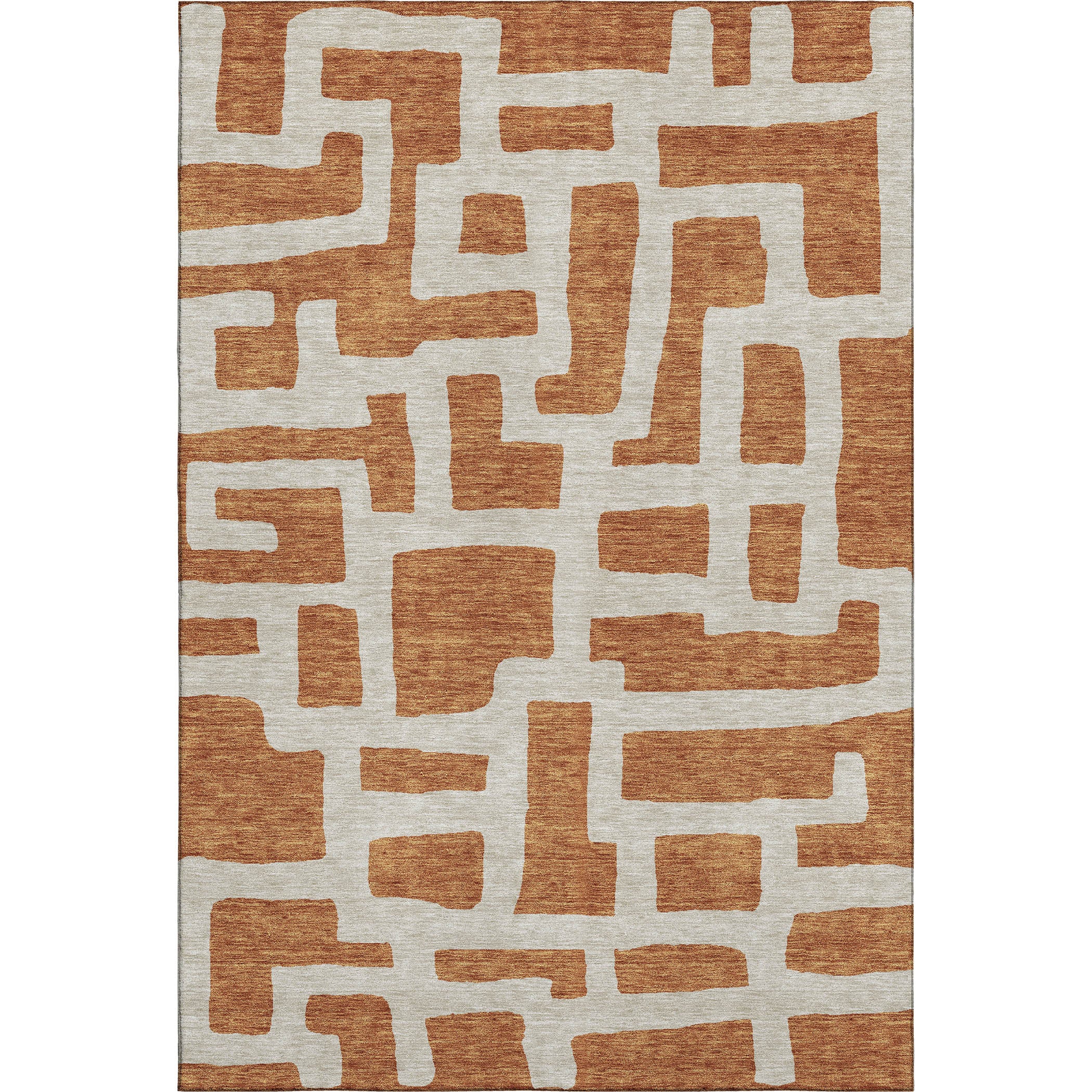 Bern Machine Washable Transitional Terracotta Orange Rug 2'6" x 3'10" #shape_Rectangle
