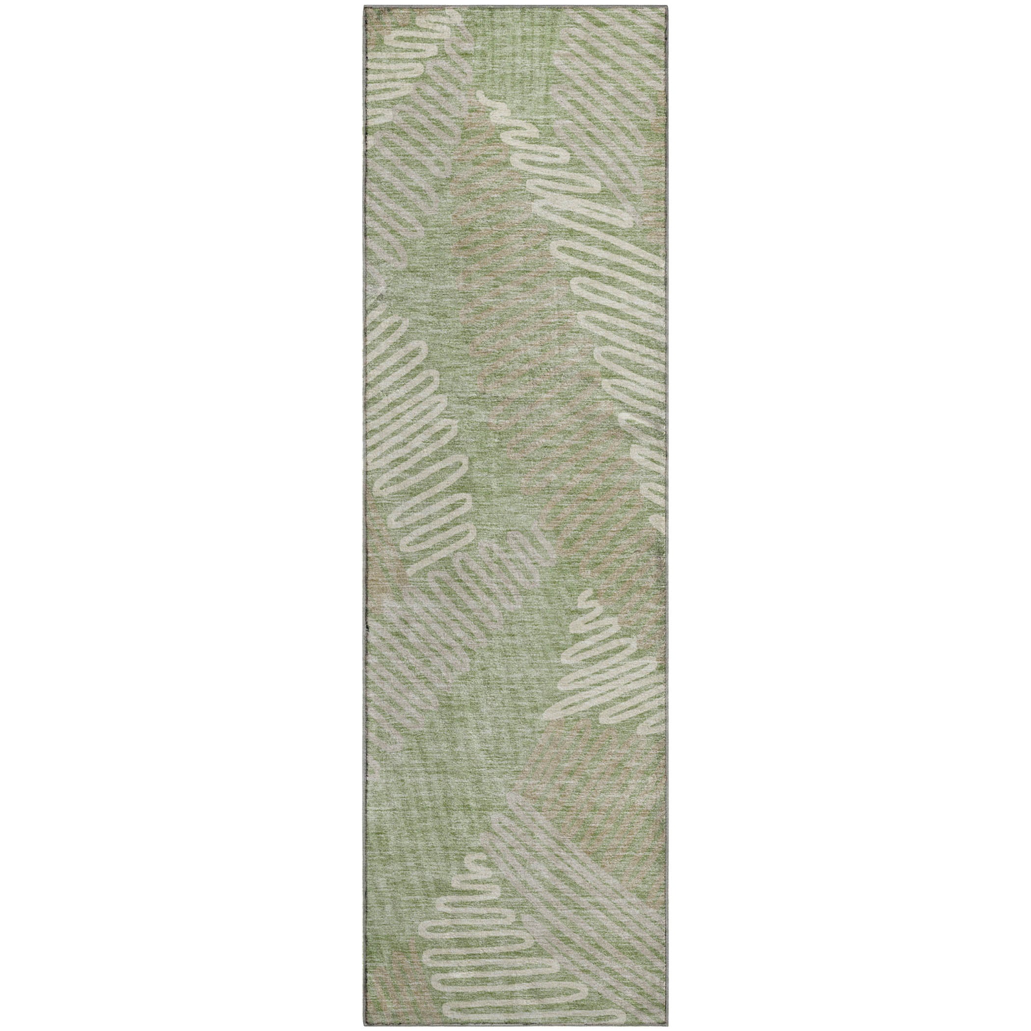 Istanbul Machine Washable Transitional Aloe Green Rug 2'3" x 7'6" #shape_Runner