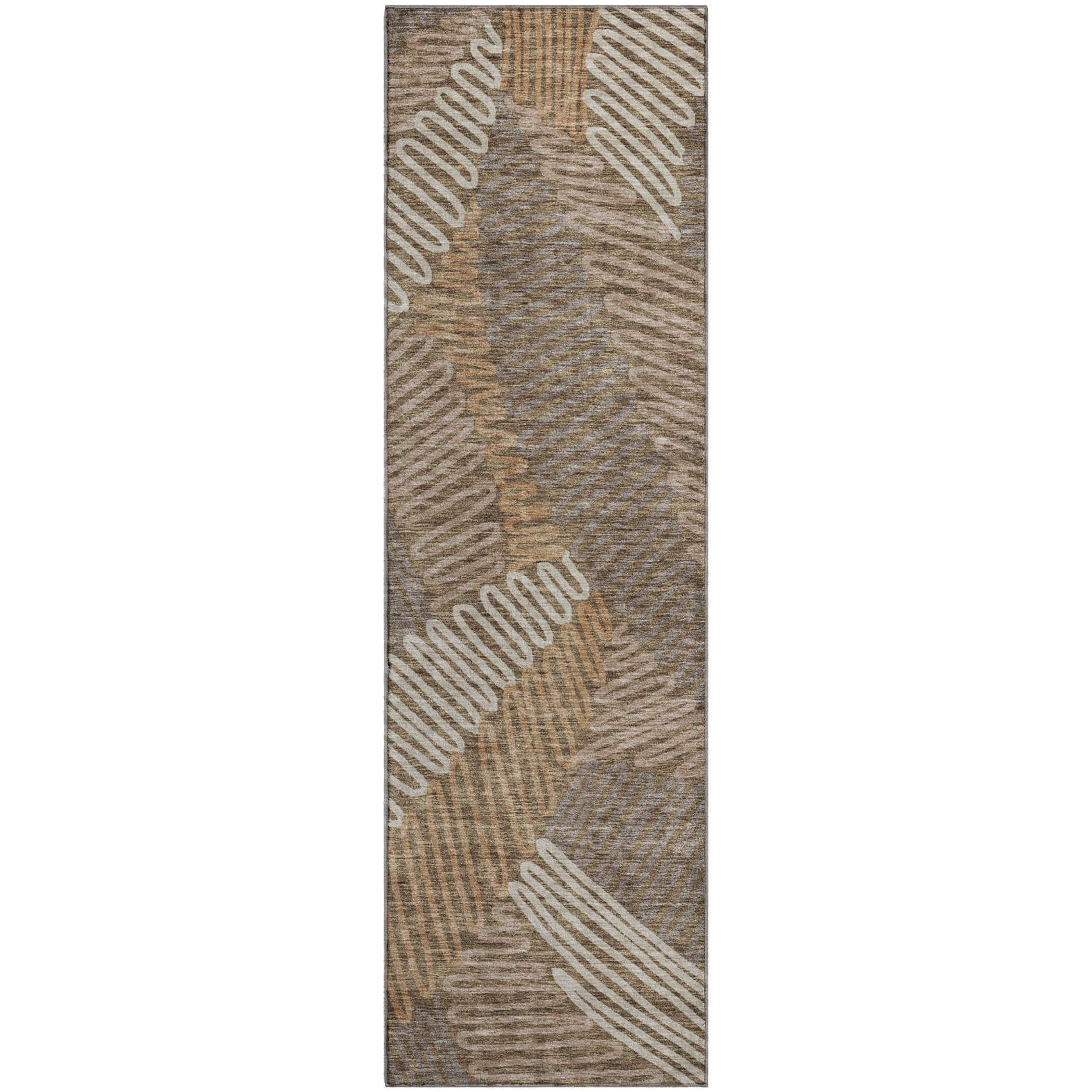 Istanbul Machine Washable Transitional Brown Rug 2'3" x 7'6" #shape_Runner