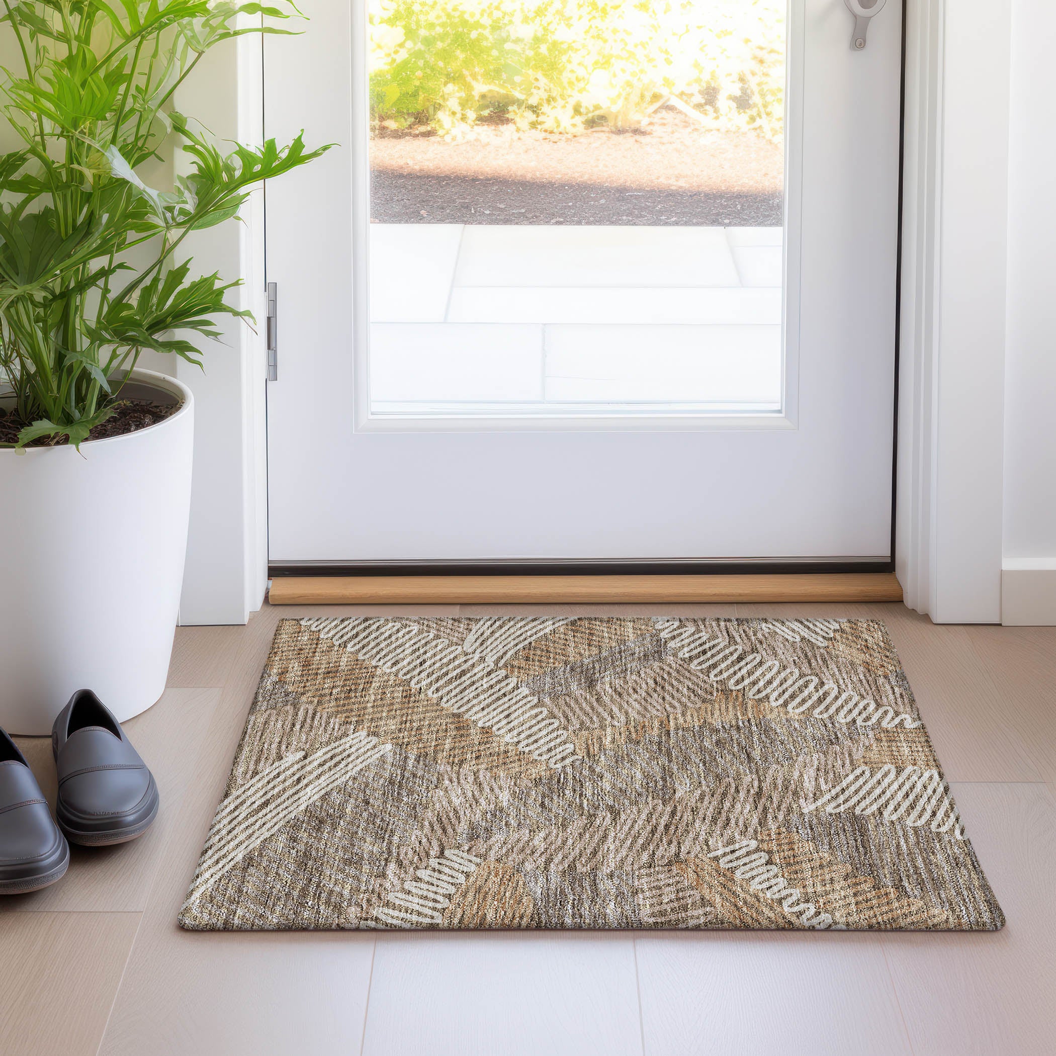 Istanbul Machine Washable Transitional Brown Rug 1'8" x 2'6" #shape_Rectangle