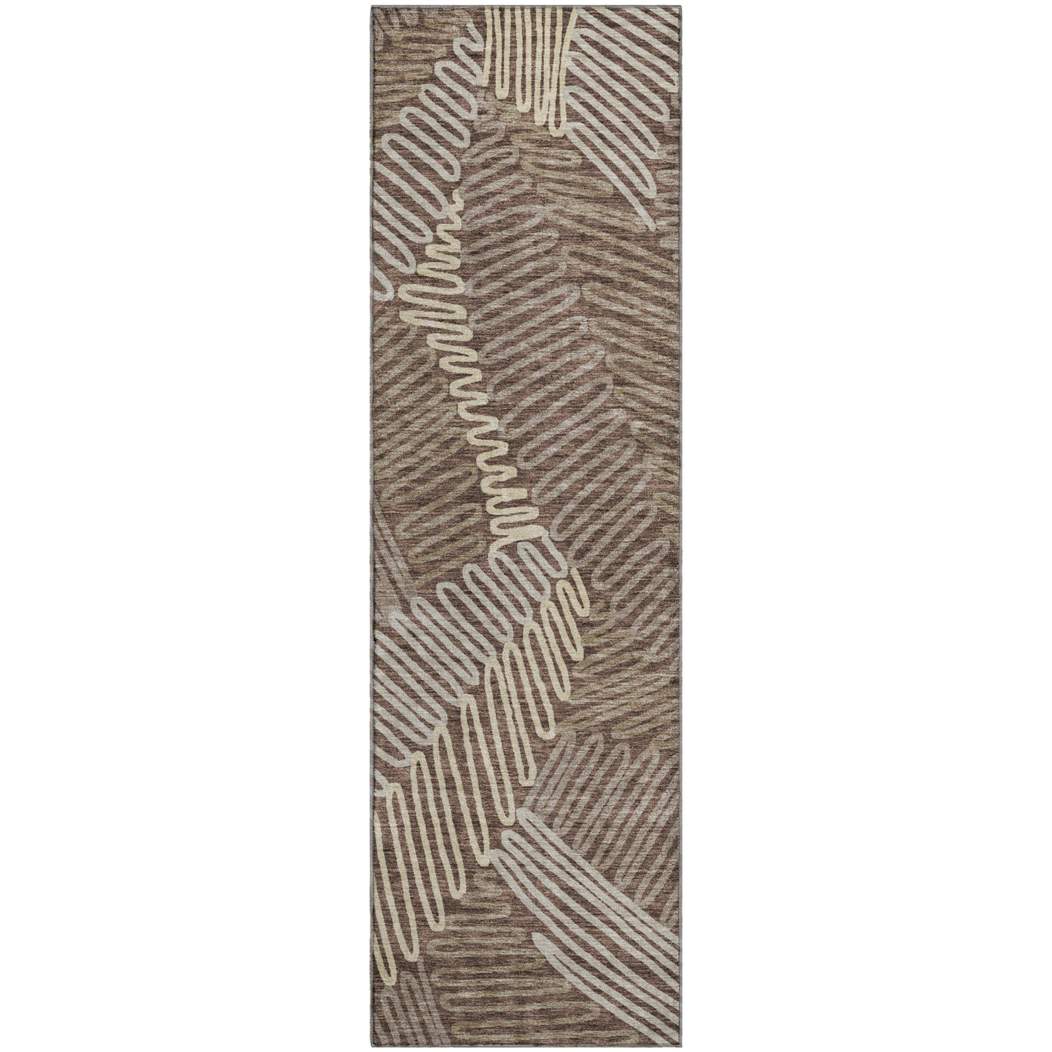 Istanbul Machine Washable Transitional Chocolate Brown Rug 2'3" x 7'6" #shape_Runner