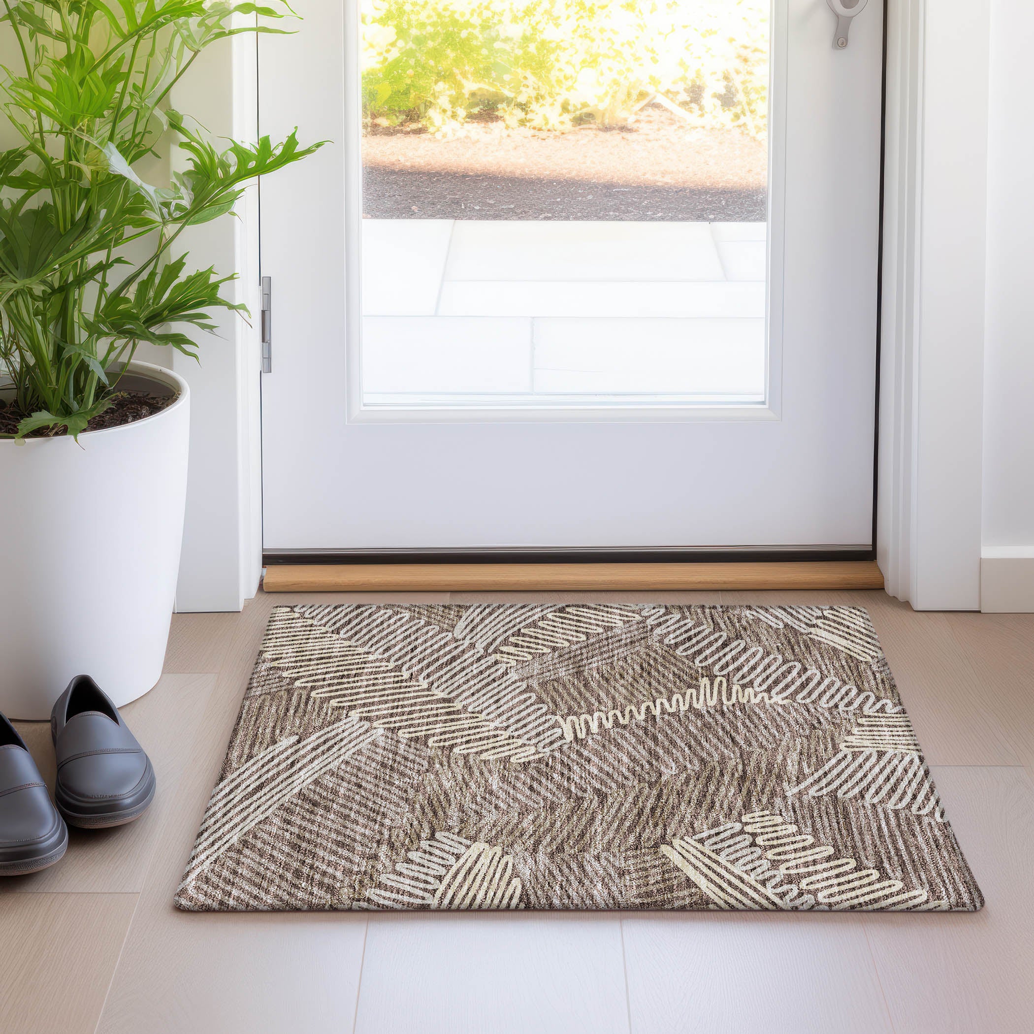 Istanbul Machine Washable Transitional Chocolate Brown Rug 1'8" x 2'6" #shape_Rectangle