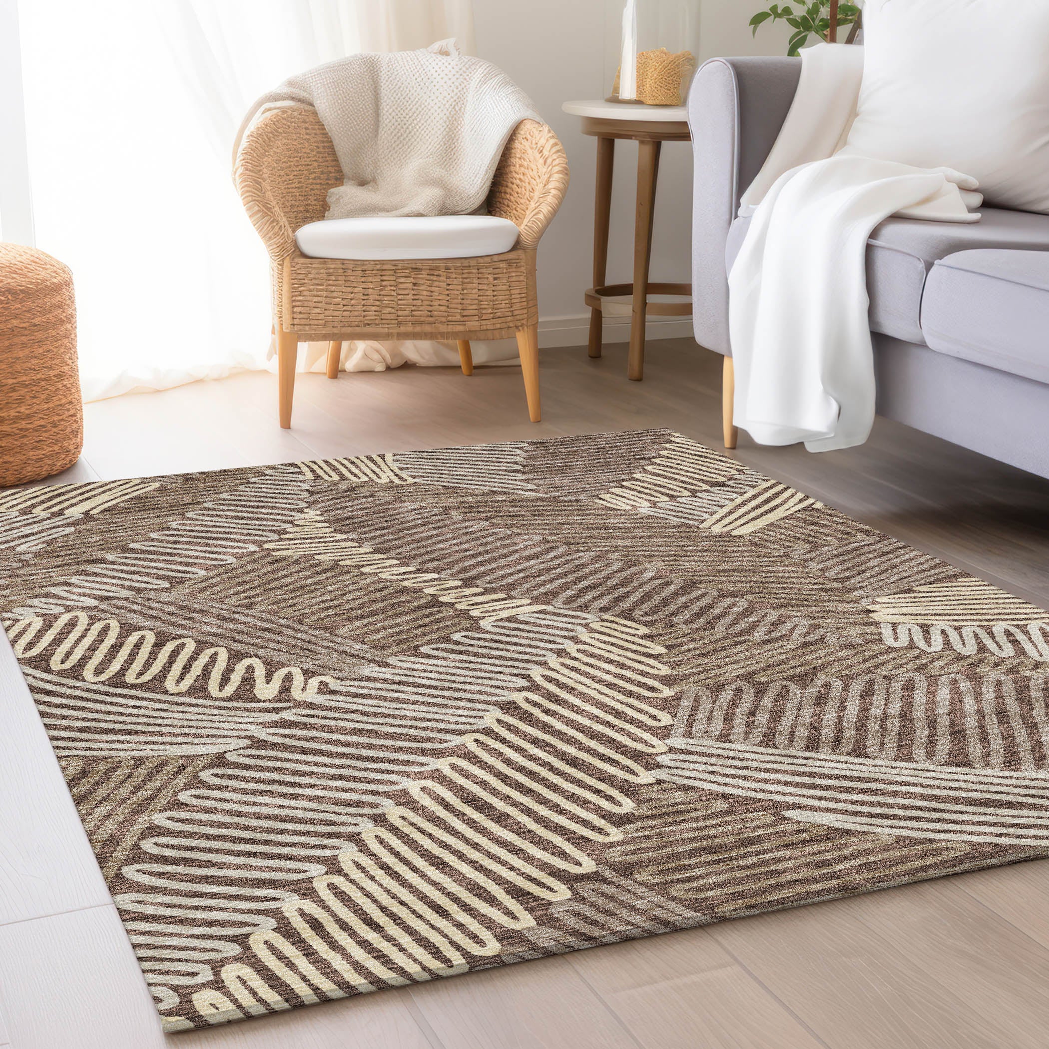 Istanbul Machine Washable Transitional Chocolate Brown Rug 2'6" x 3'10" #shape_Rectangle