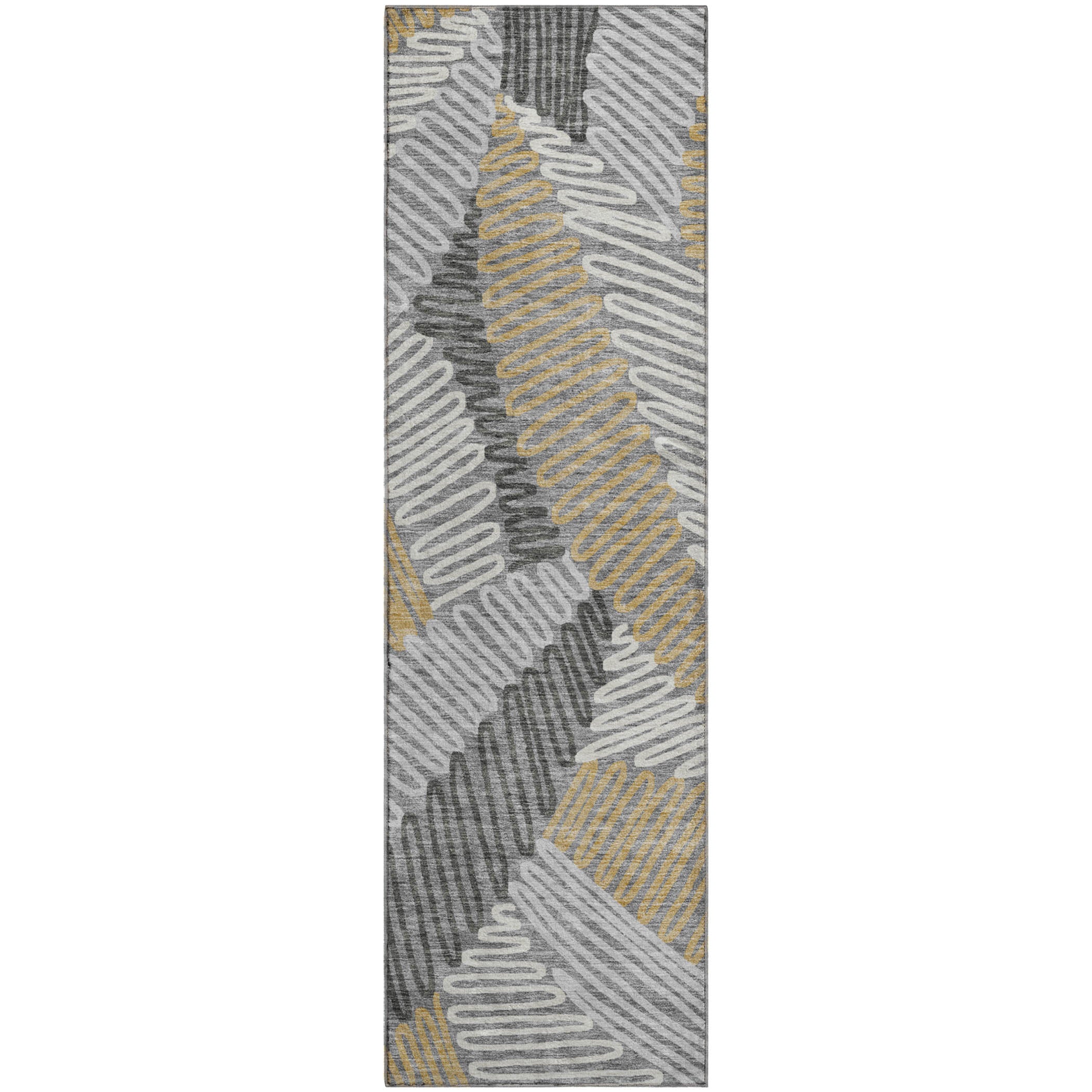 Istanbul Machine Washable Transitional Gray Rug 2'3" x 7'6" #shape_Runner