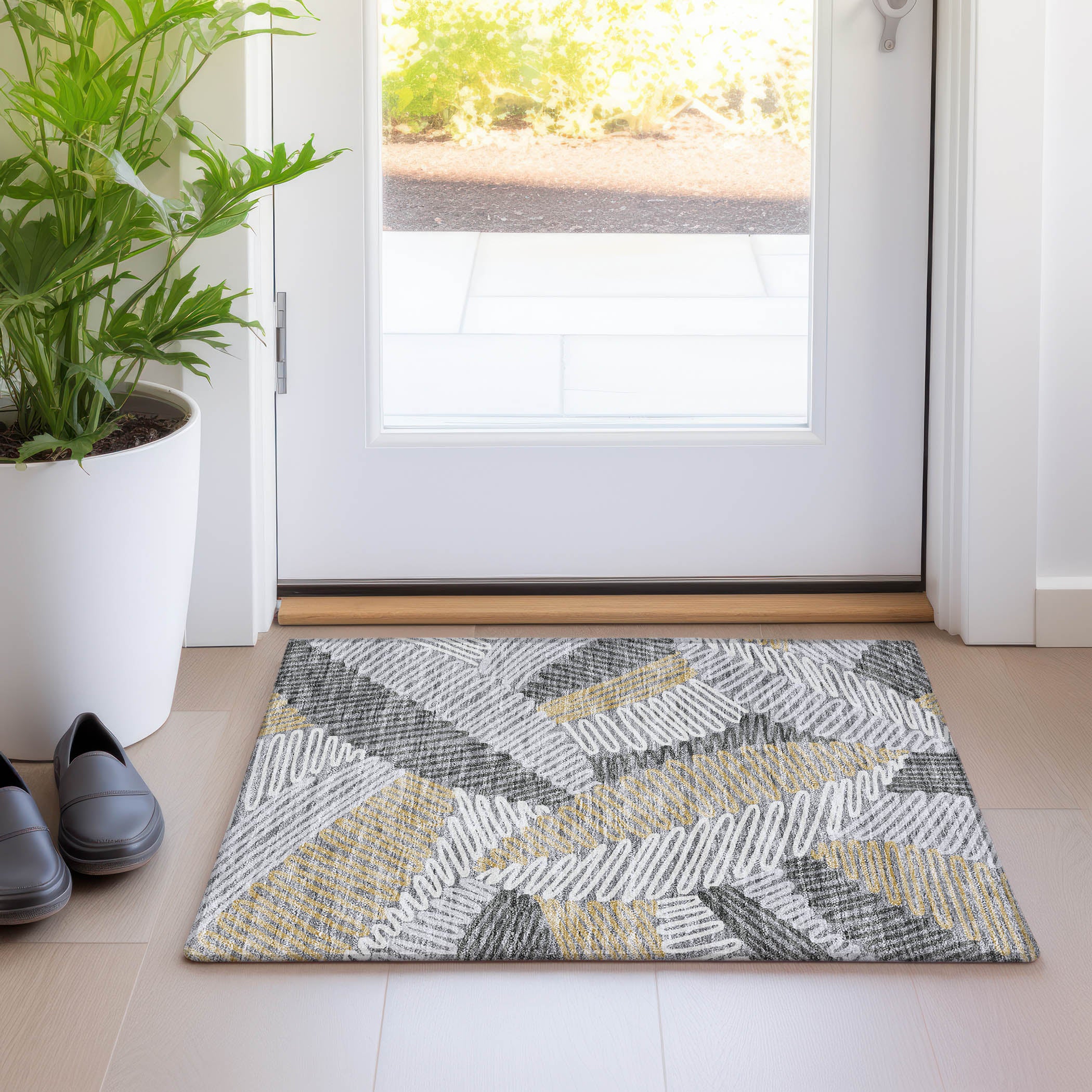 Istanbul Machine Washable Transitional Gray Rug 1'8" x 2'6" #shape_Rectangle