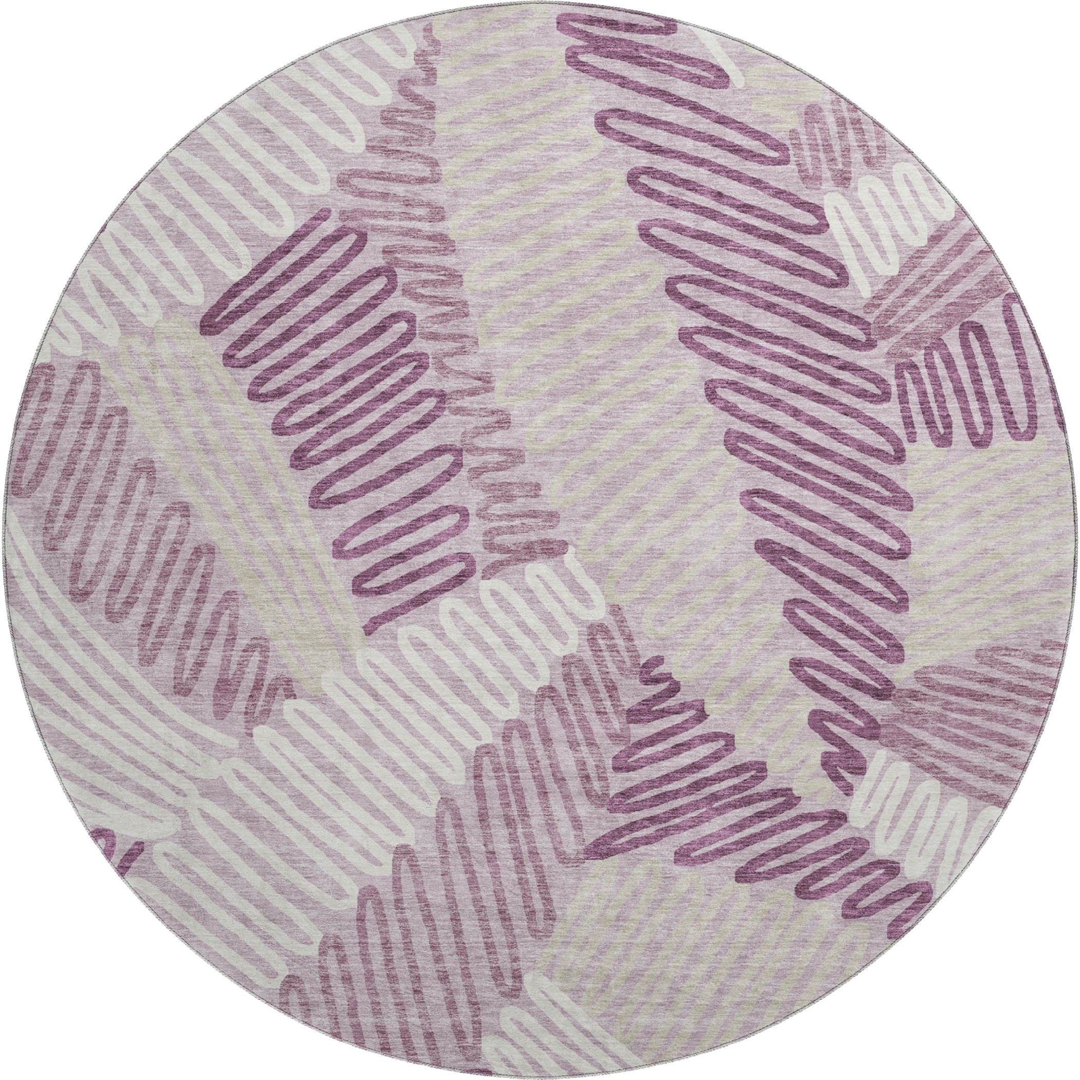 Istanbul Machine Washable Transitional Lavender Purple Rug 8' x 8' #shape_Round