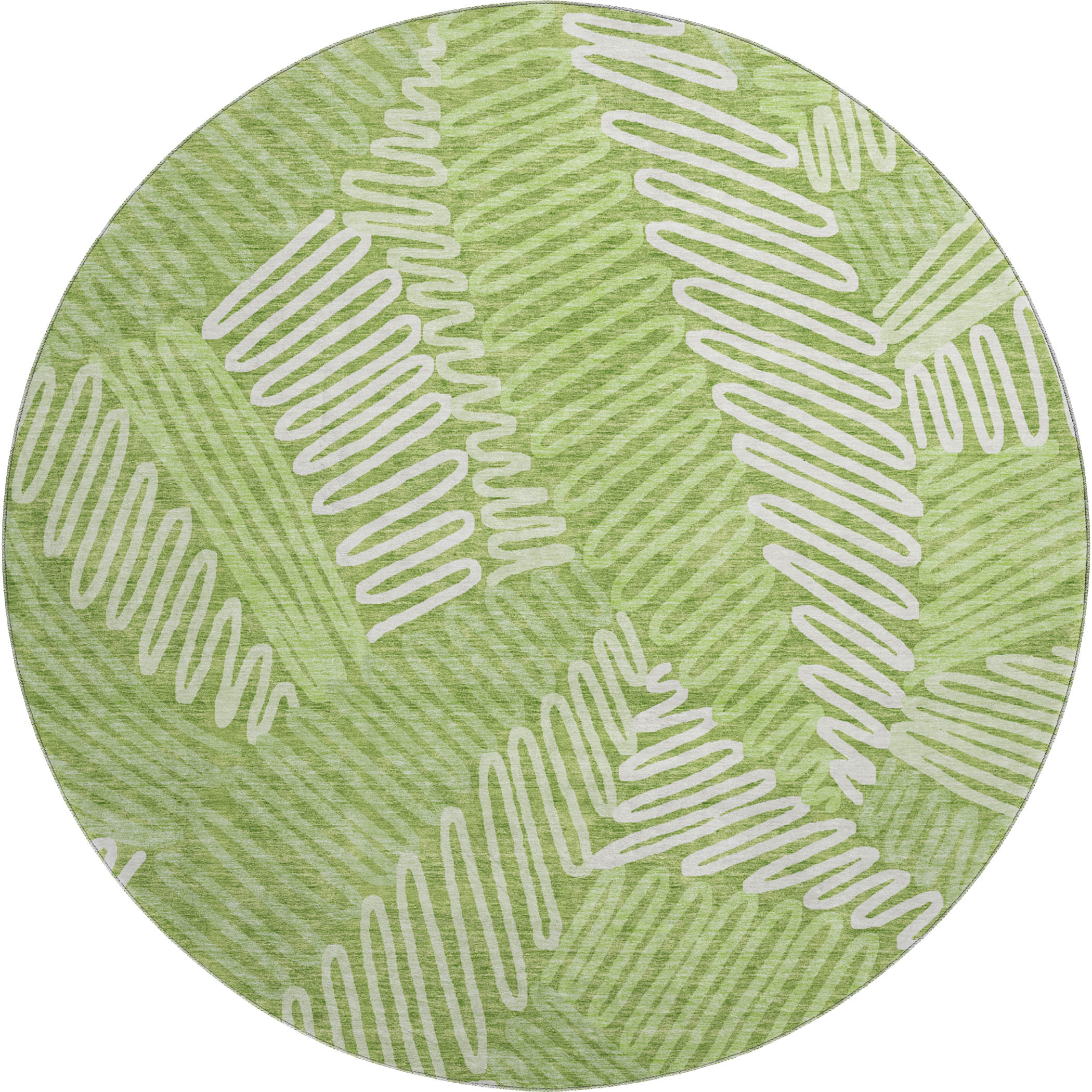 Istanbul Machine Washable Transitional Lime Green Rug 8' x 8' #shape_Round