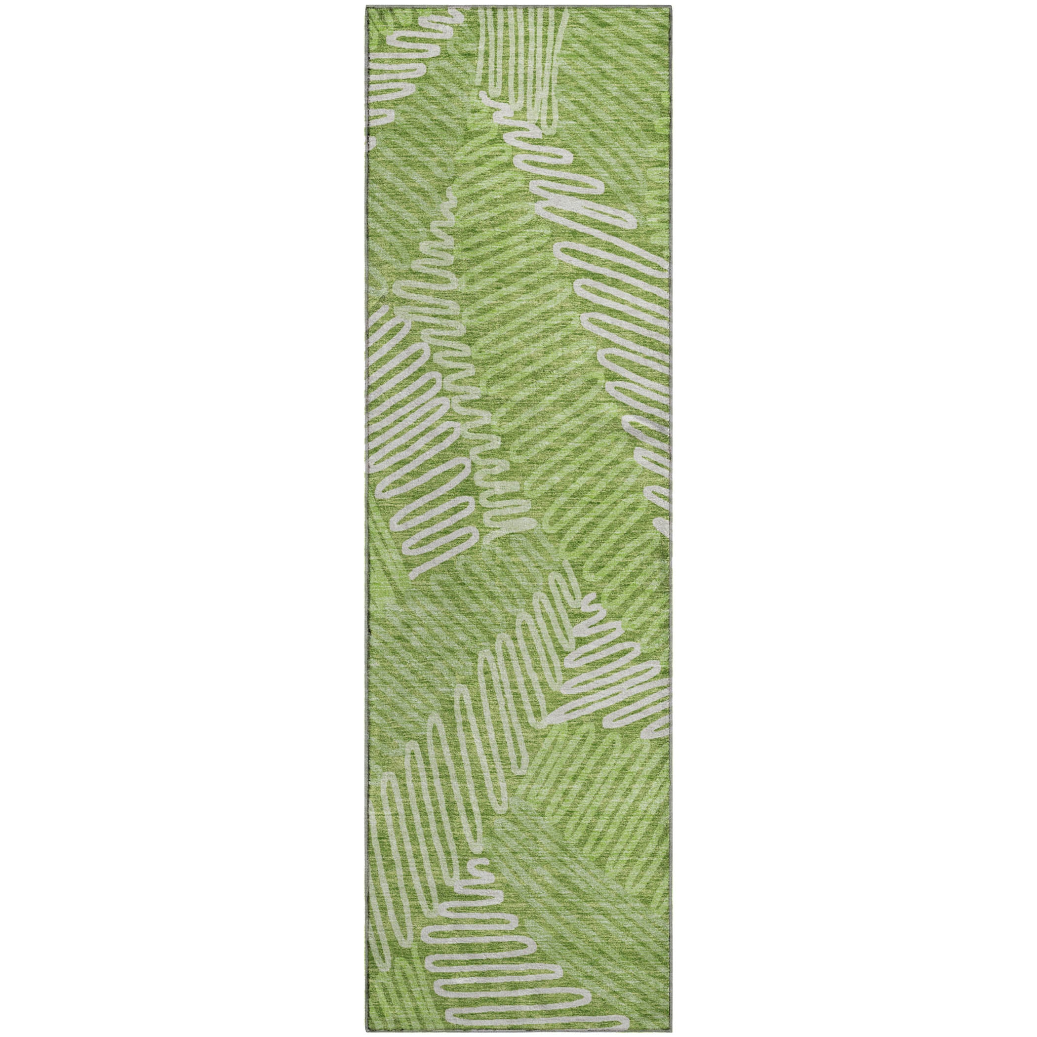 Istanbul Machine Washable Transitional Lime Green Rug 2'3" x 7'6" #shape_Runner