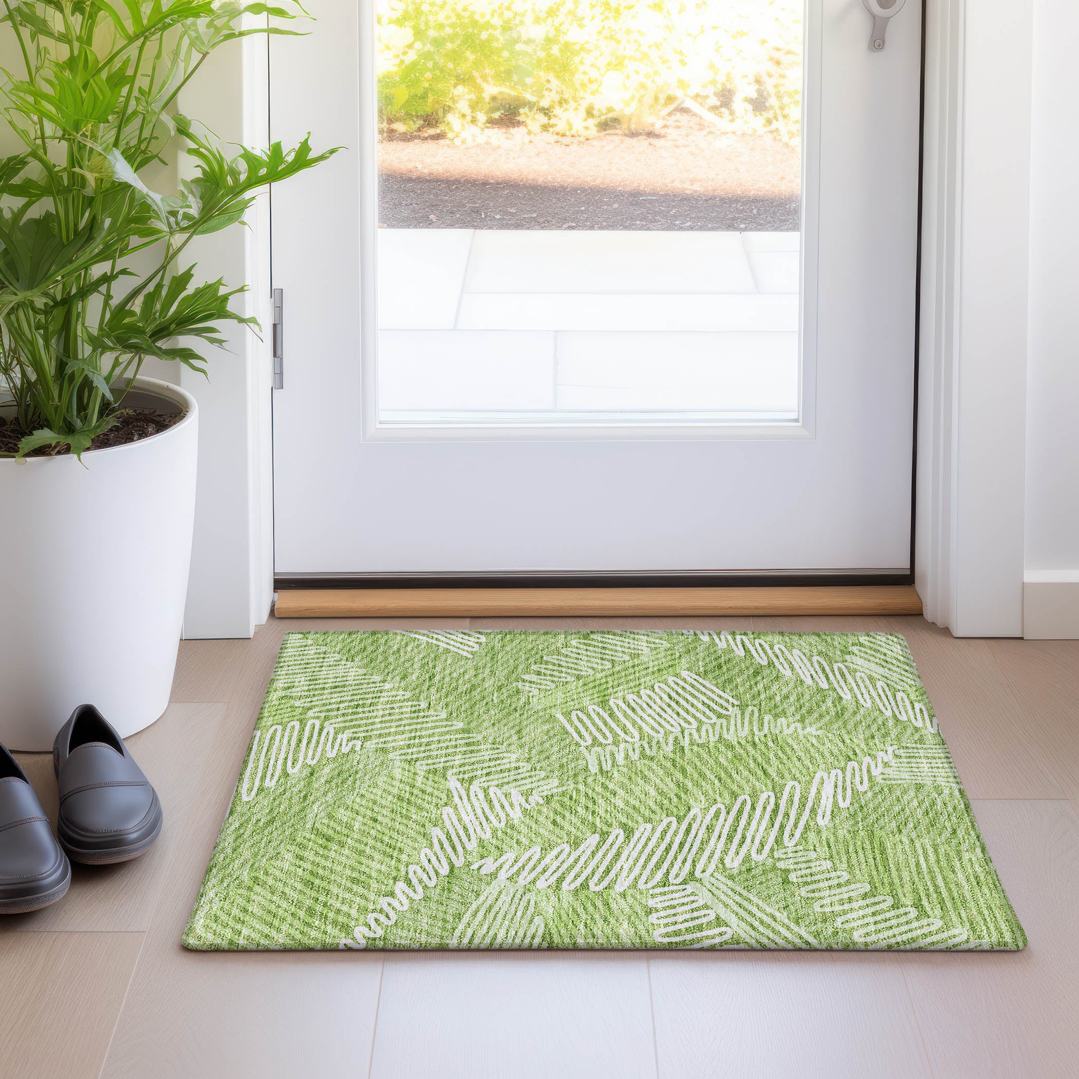 Istanbul Machine Washable Transitional Lime Green Rug 1'8" x 2'6" #shape_Rectangle