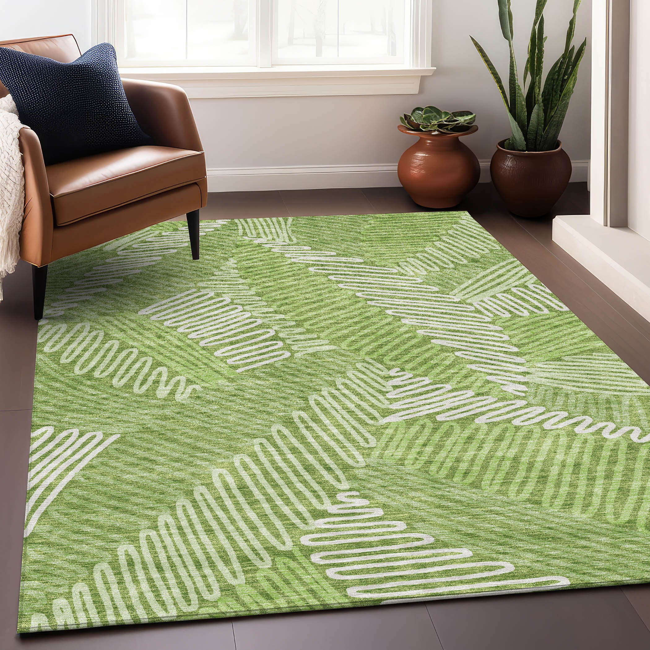 Istanbul Machine Washable Transitional Lime Green Rug 2'6" x 3'10" #shape_Rectangle