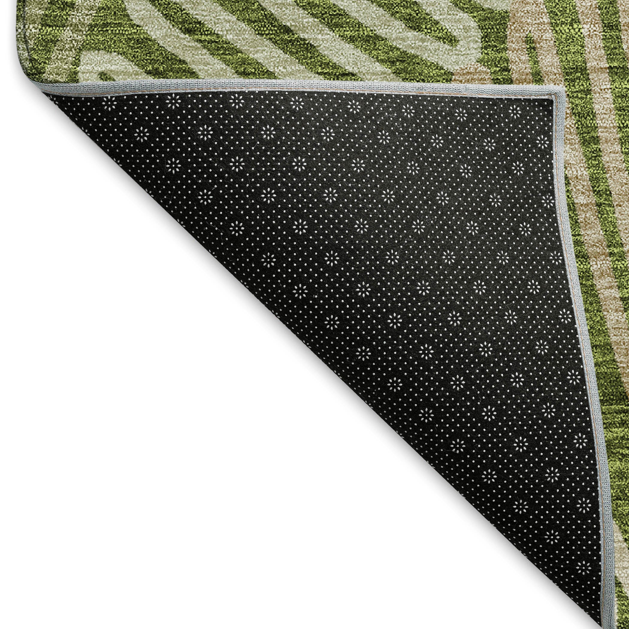 Istanbul Machine Washable Transitional Olive Green Rug 1'8" x 2'6" #shape_Rectangle