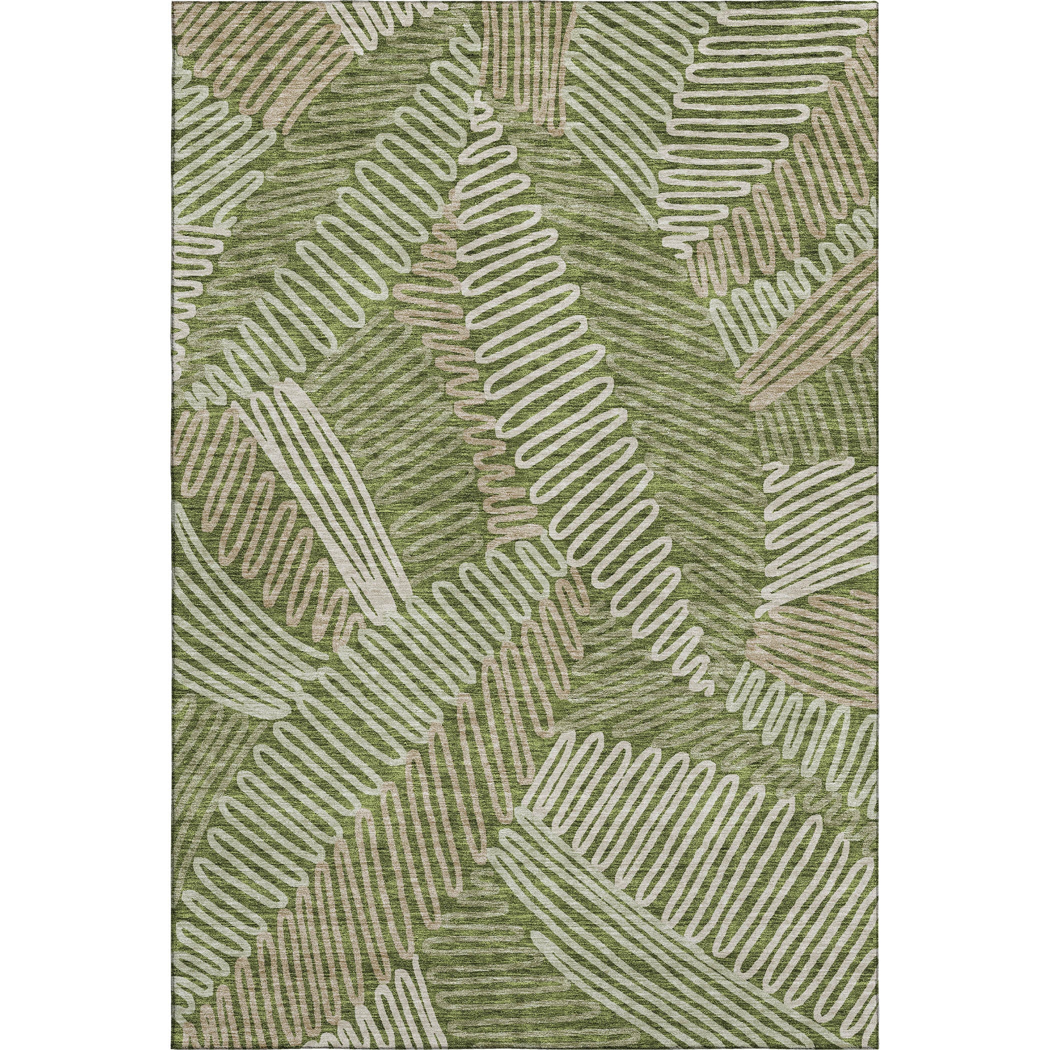 Istanbul Machine Washable Transitional Olive Green Rug 2'6" x 3'10" #shape_Rectangle