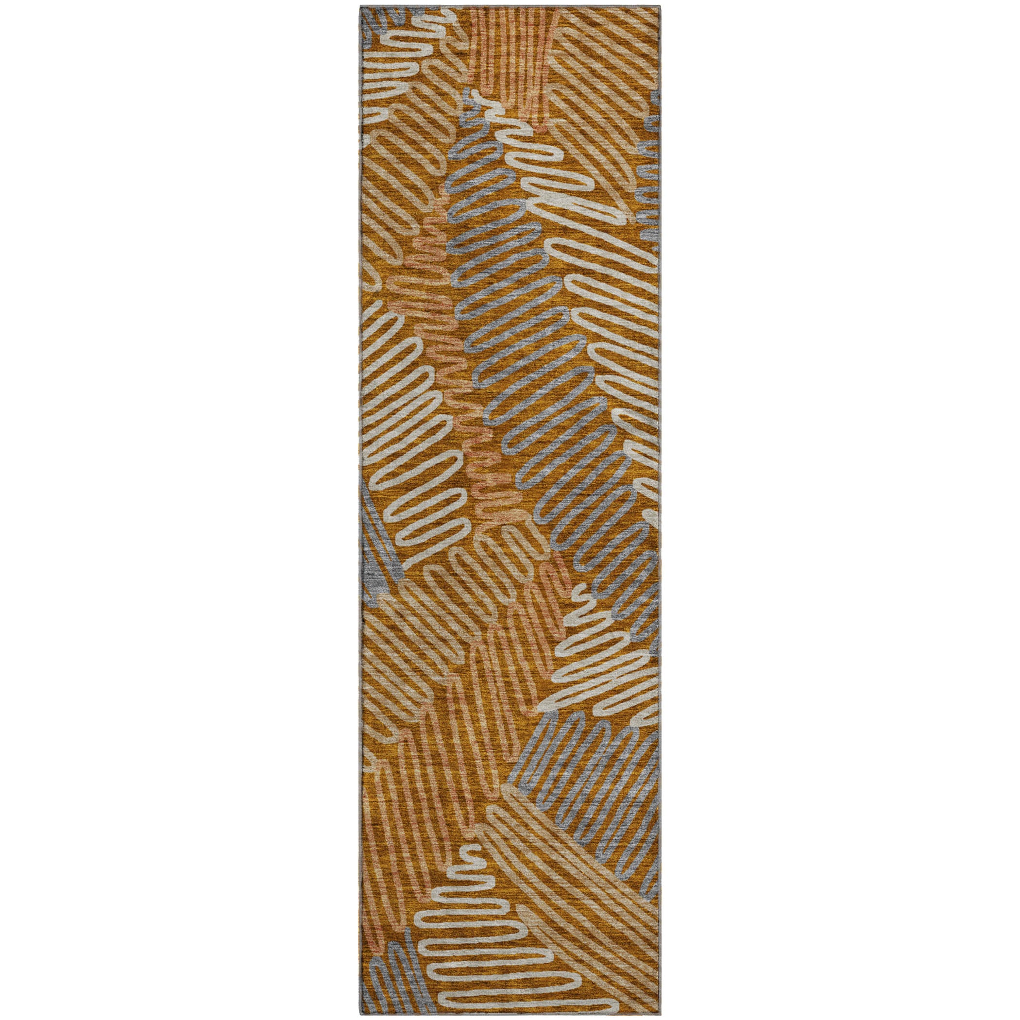 Istanbul Machine Washable Transitional Paprika Orange Rug 2'3" x 7'6" #shape_Runner