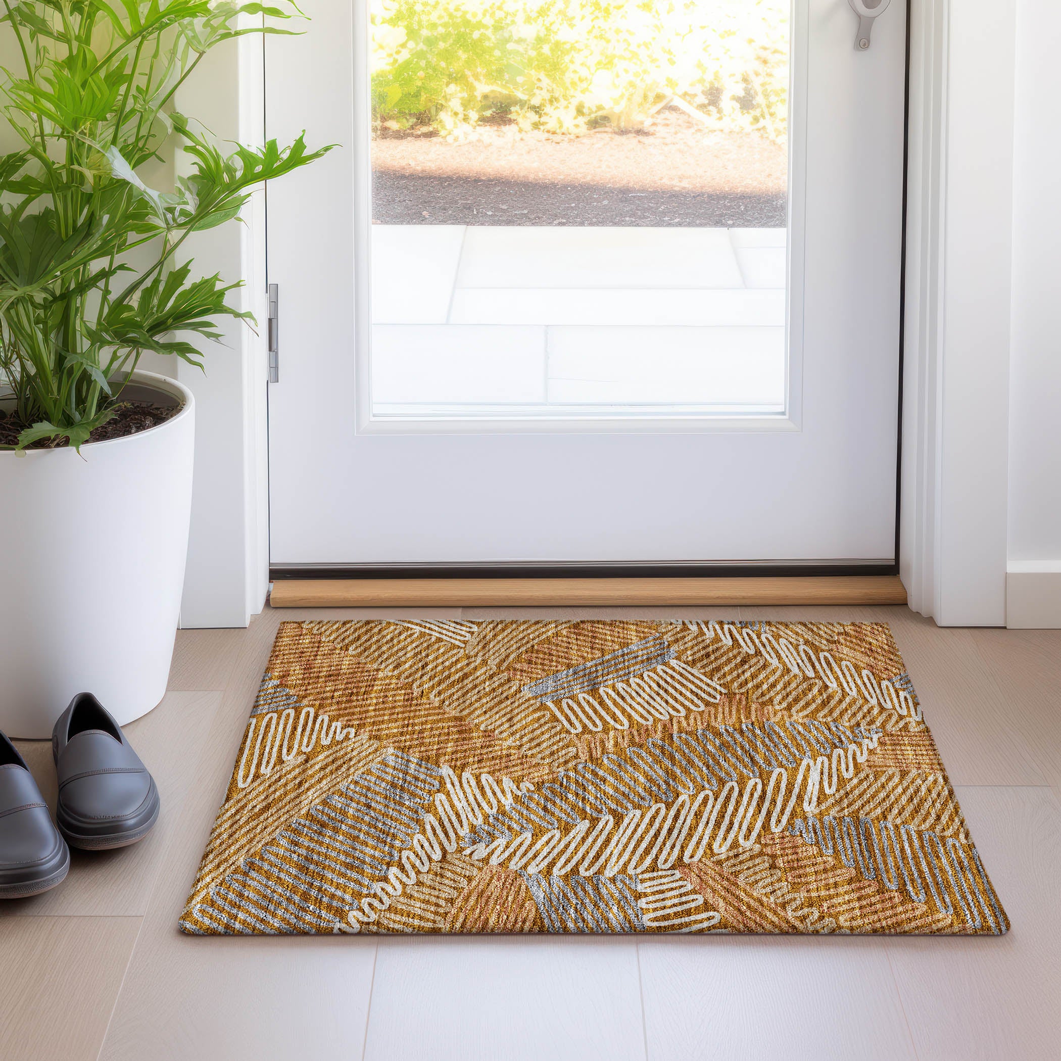 Istanbul Machine Washable Transitional Paprika Orange Rug 1'8" x 2'6" #shape_Rectangle