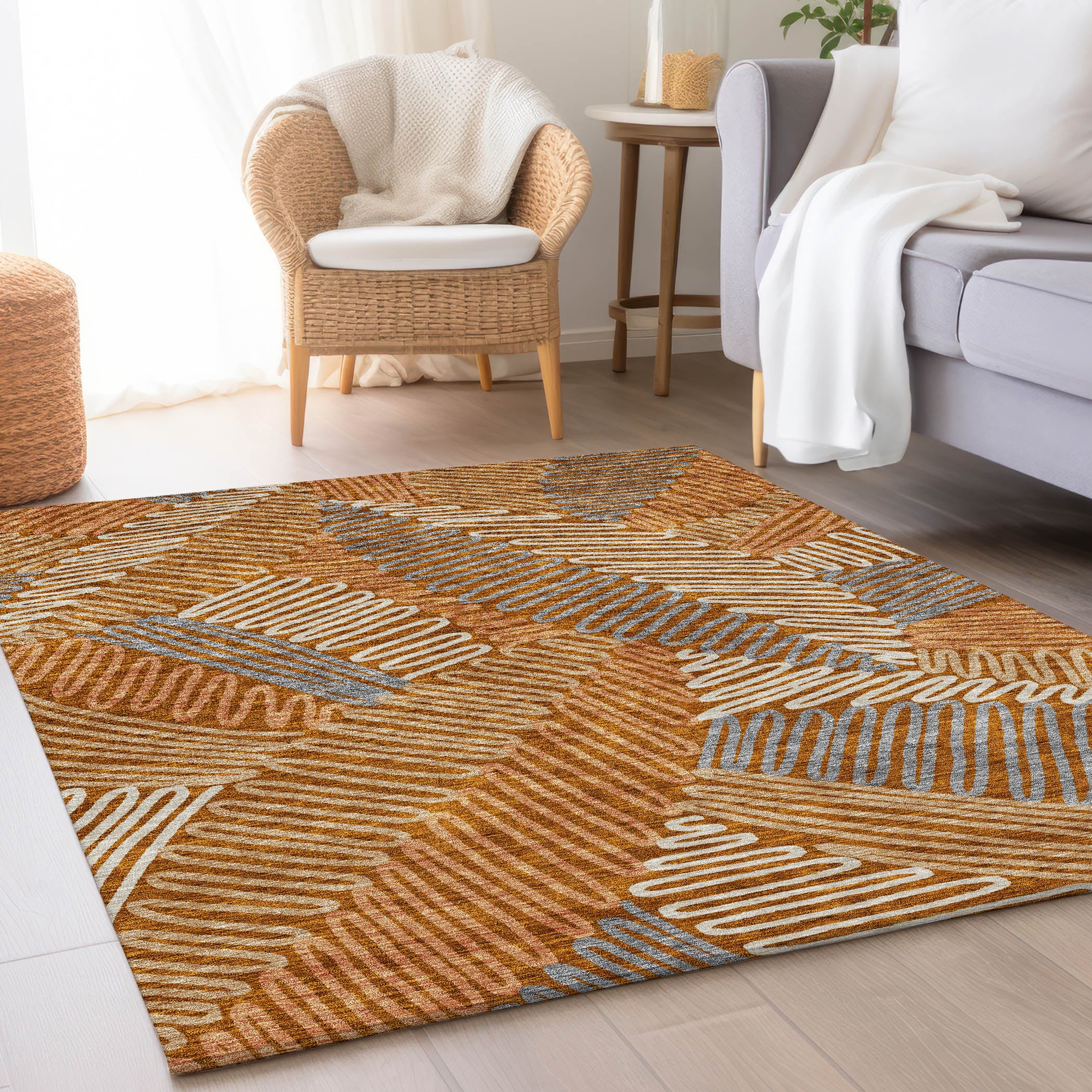 Istanbul Machine Washable Transitional Paprika Orange Rug 2'6" x 3'10" #shape_Rectangle