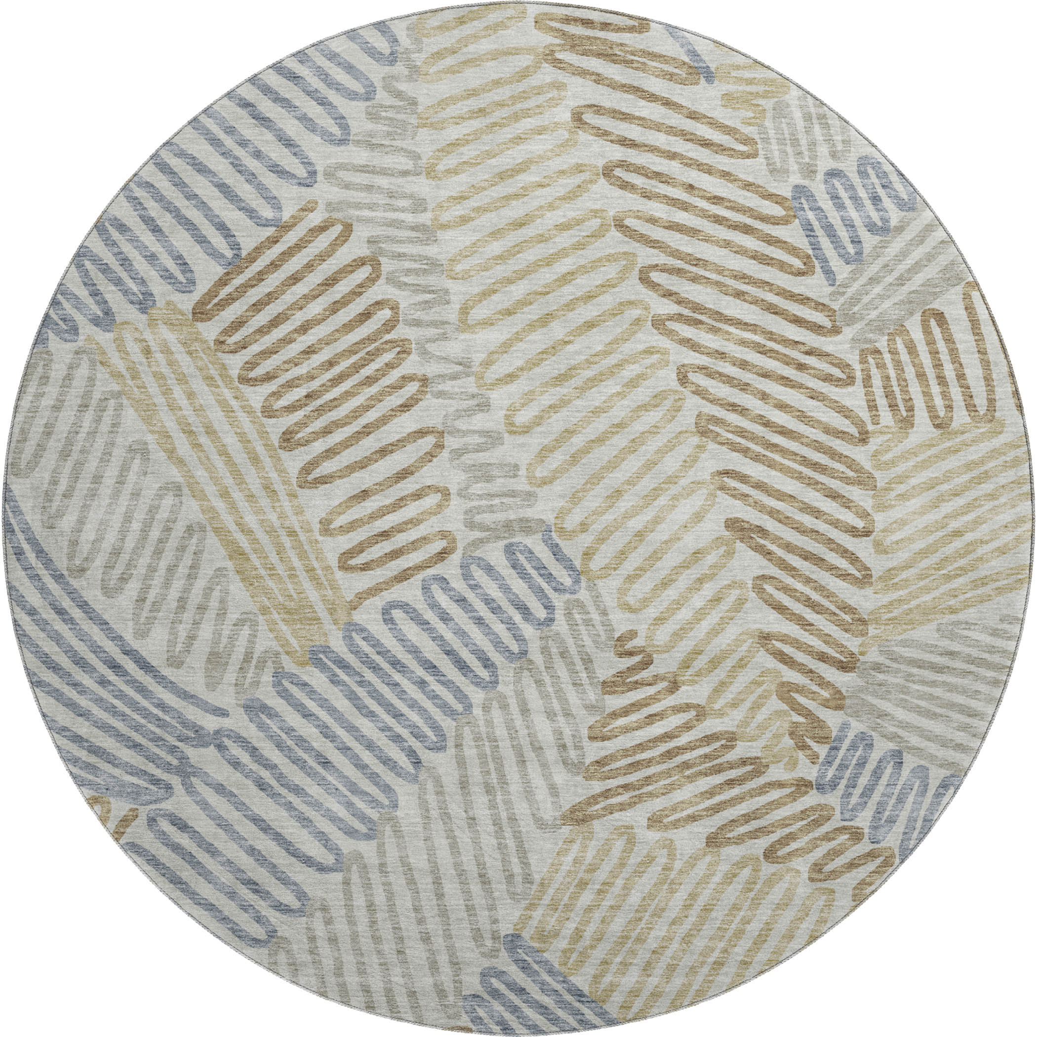 Istanbul Machine Washable Transitional Taupe Brown Rug 8' x 8' #shape_Round