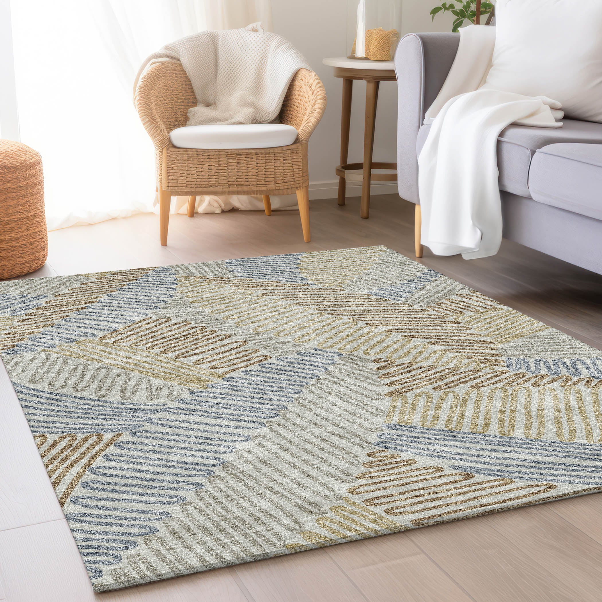 Istanbul Machine Washable Transitional Taupe Brown Rug 2'6" x 3'10" #shape_Rectangle