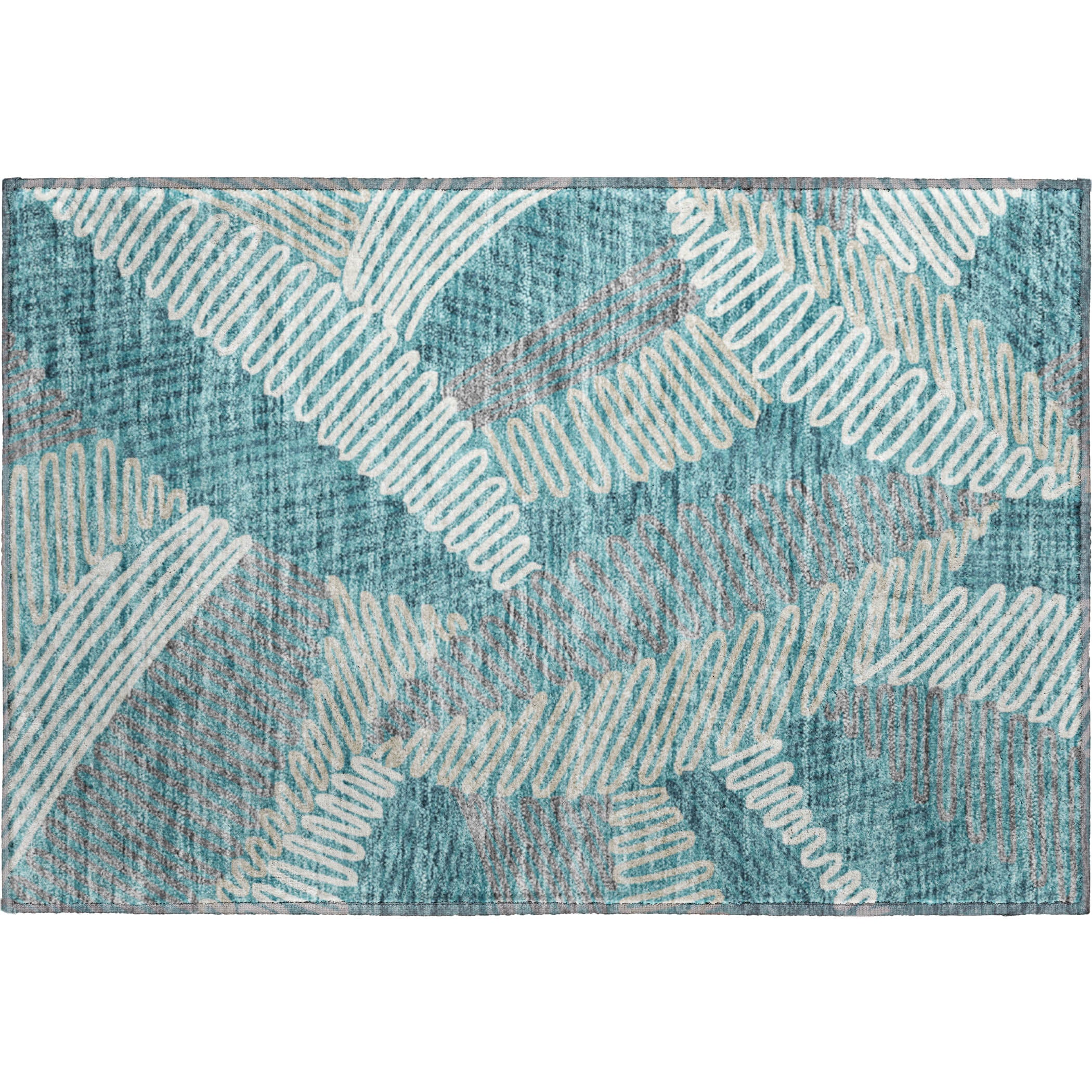 Istanbul Machine Washable Transitional Teal Rug 1'8" x 2'6" #shape_Rectangle
