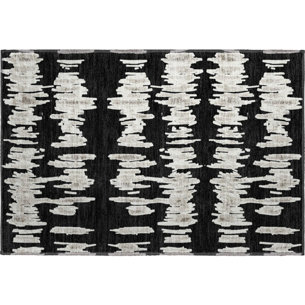 Dubrovnik Machine Washable Transitional Black Rug 1'8" x 2'6"