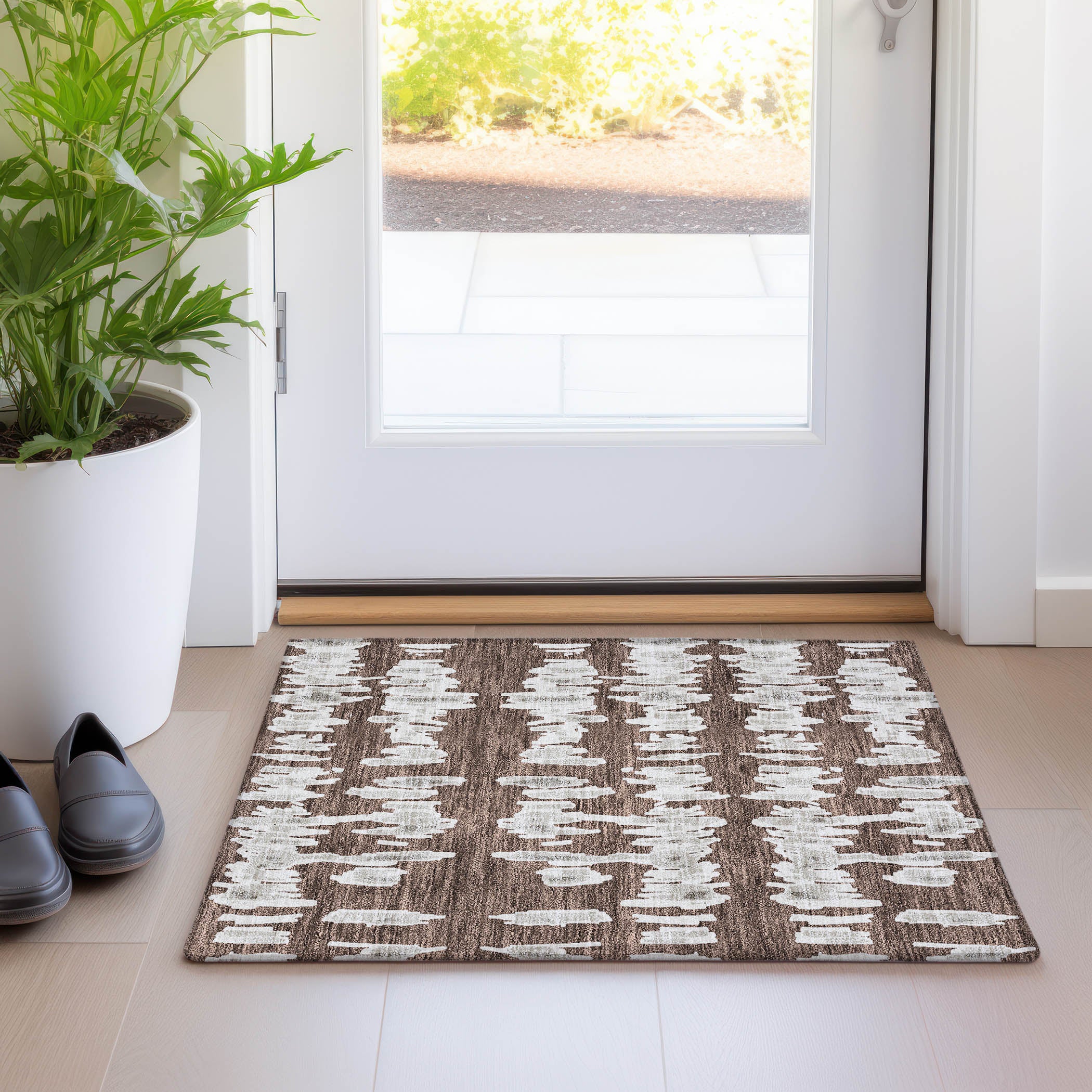 Dubrovnik Machine Washable Transitional Brown Rug 1'8" x 2'6" #shape_Rectangle