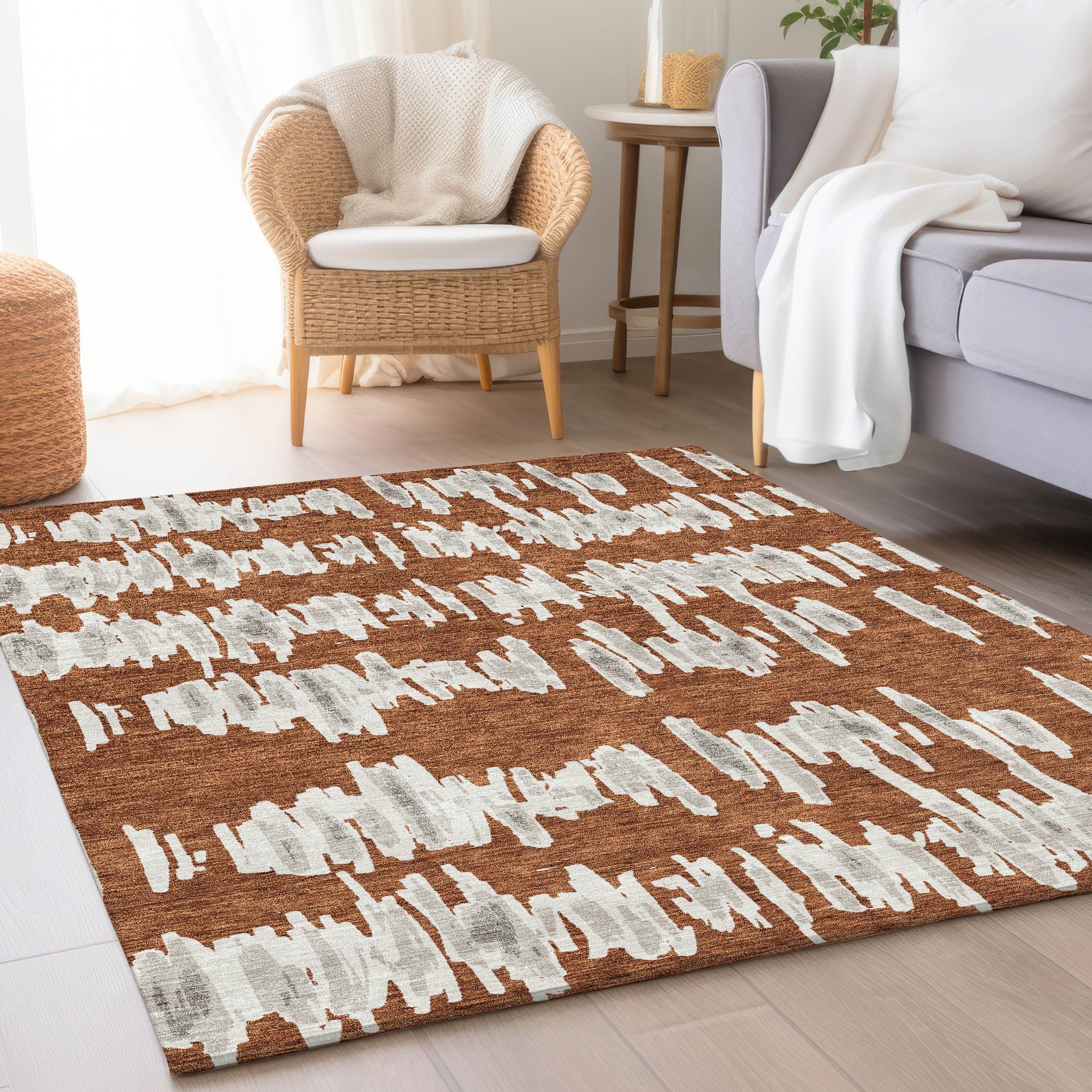 Dubrovnik Machine Washable Transitional Paprika Orange Rug 2'6" x 3'10" #shape_Rectangle