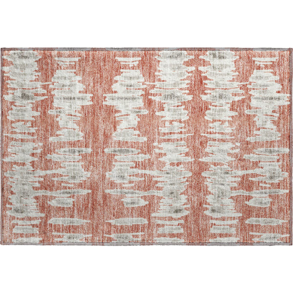 Dubrovnik Machine Washable Transitional Salmon Orange Rug 1'8" x 2'6"