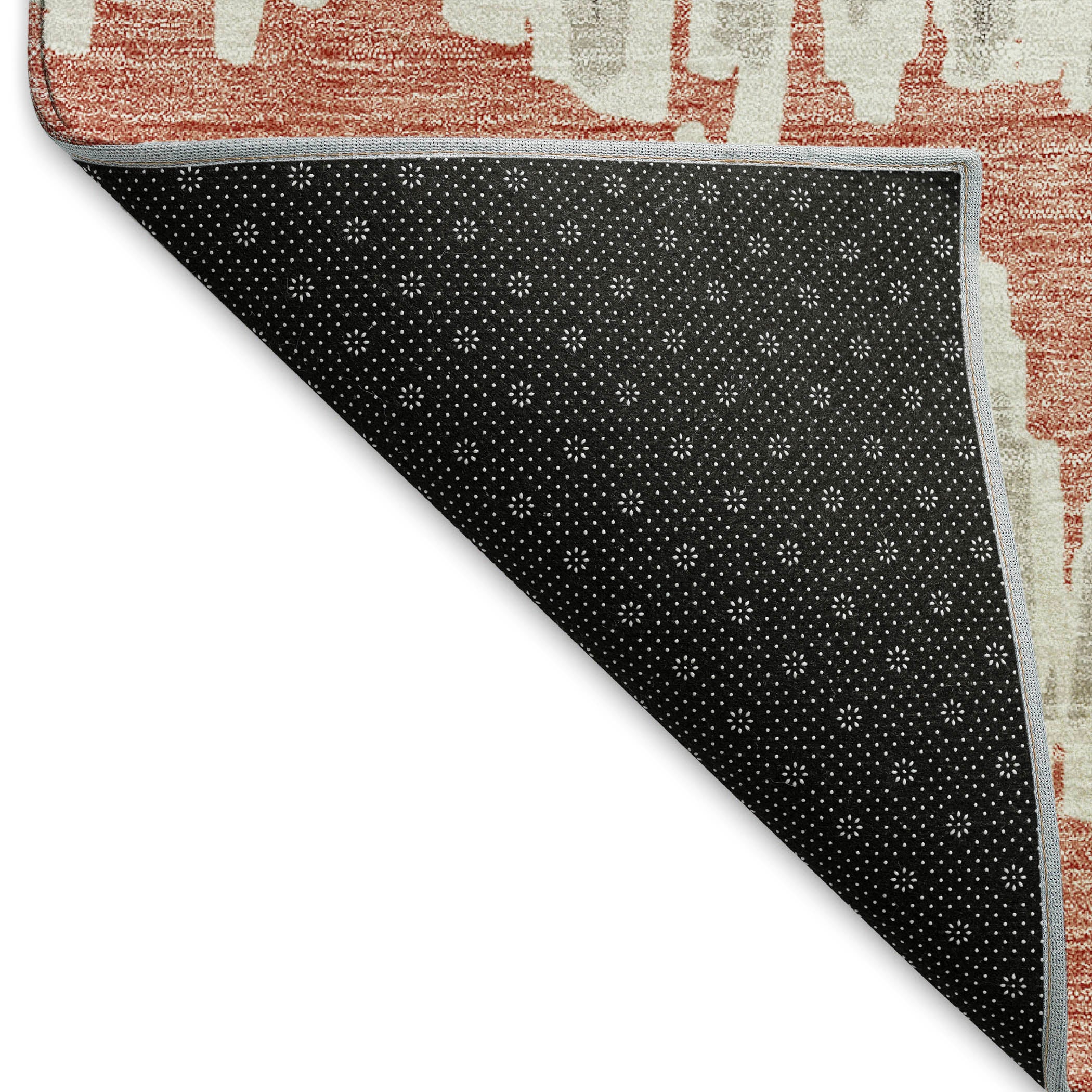 Dubrovnik Machine Washable Transitional Salmon Orange Rug 1'8" x 2'6" #shape_Rectangle