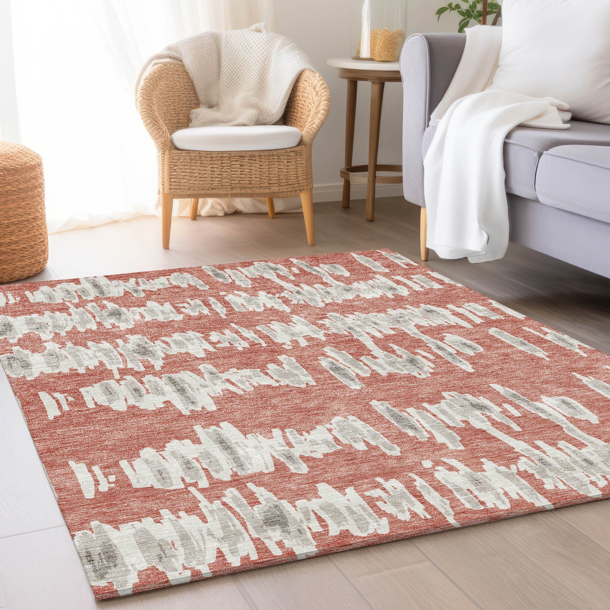 Dubrovnik Machine Washable Transitional Salmon Orange Rug 2'6" x 3'10" #shape_Rectangle