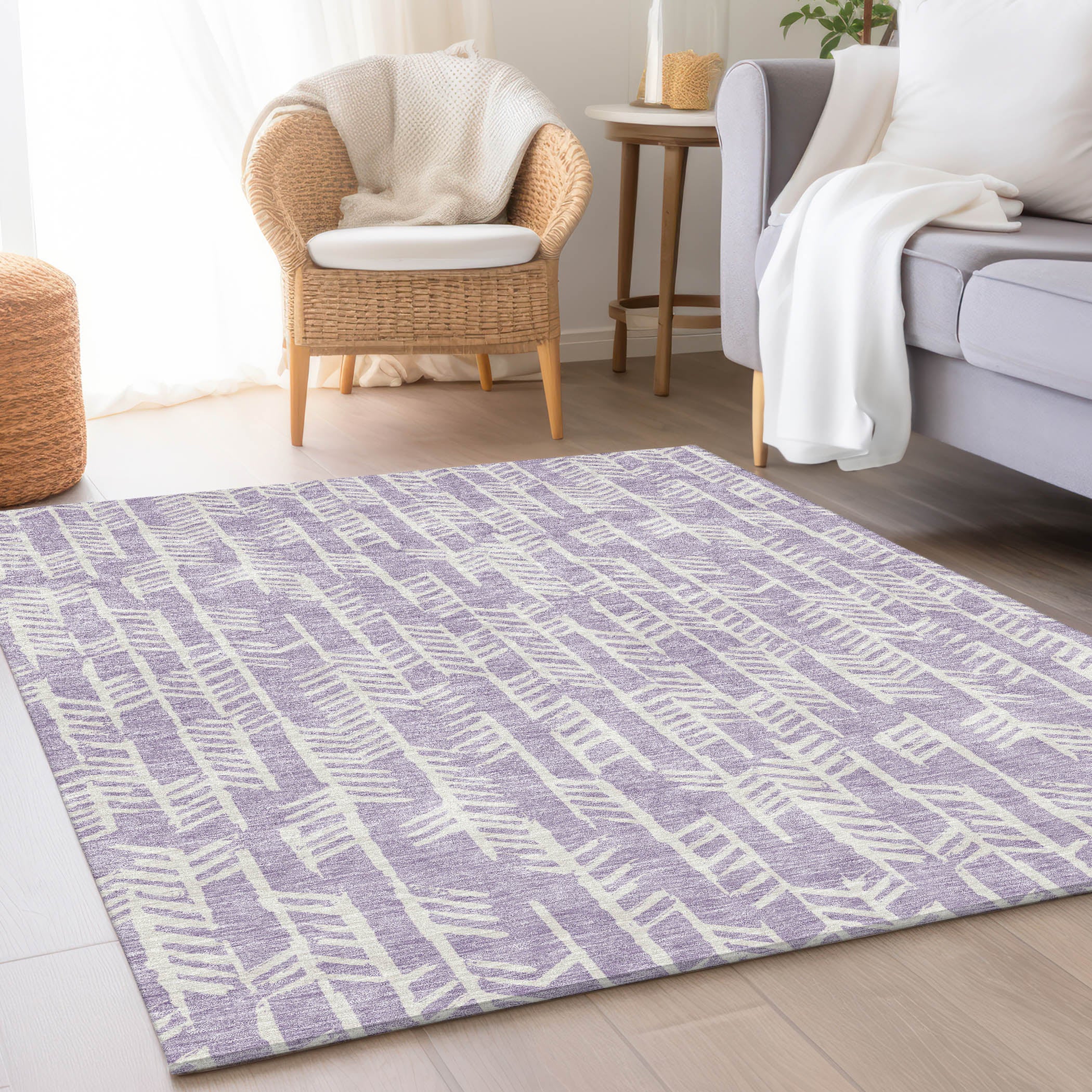 Reykjavik Machine Washable Transitional Lavender Purple Rug 2'6" x 3'10" #shape_Rectangle