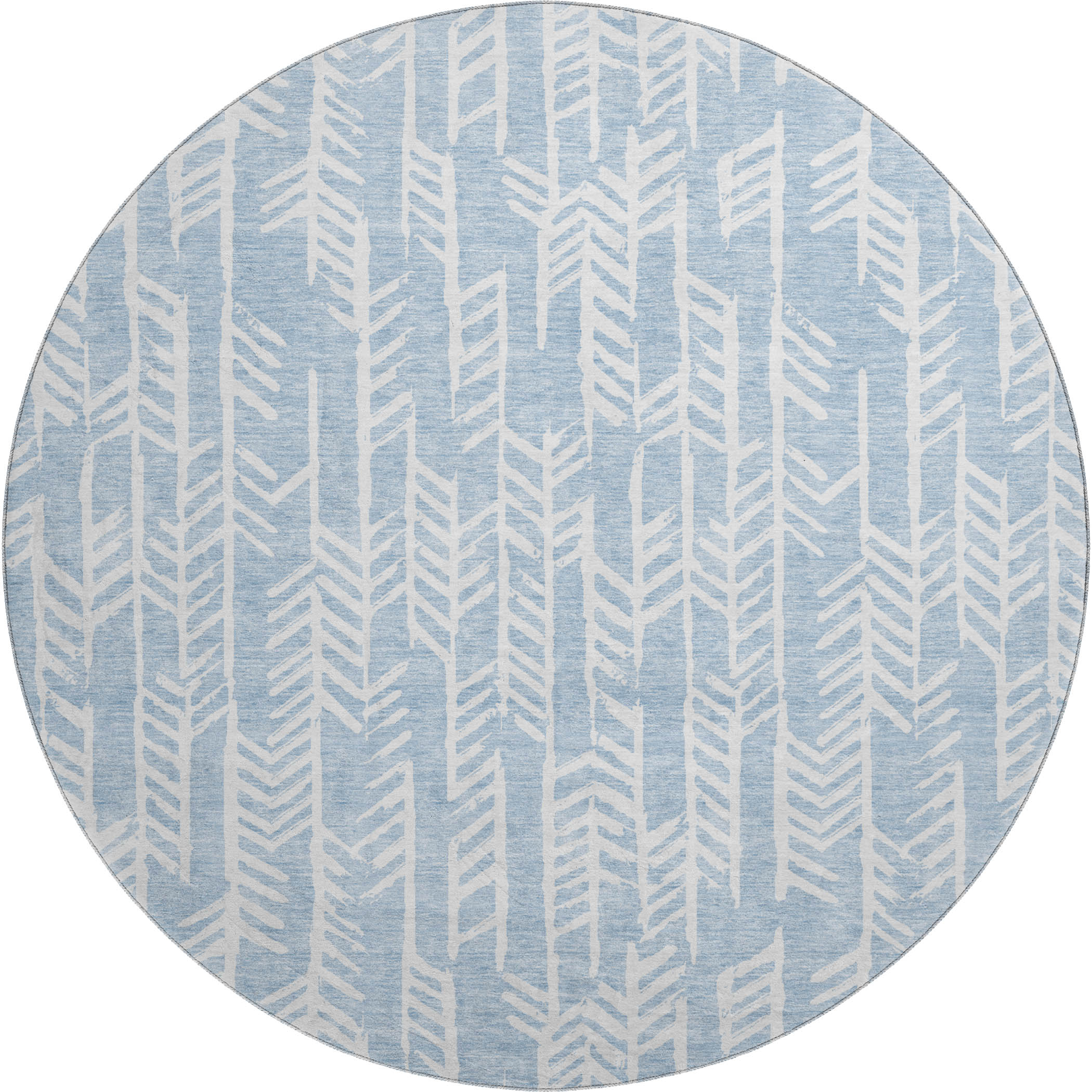 Reykjavik Machine Washable Transitional Sky Blue Rug 8' x 8' #shape_Round