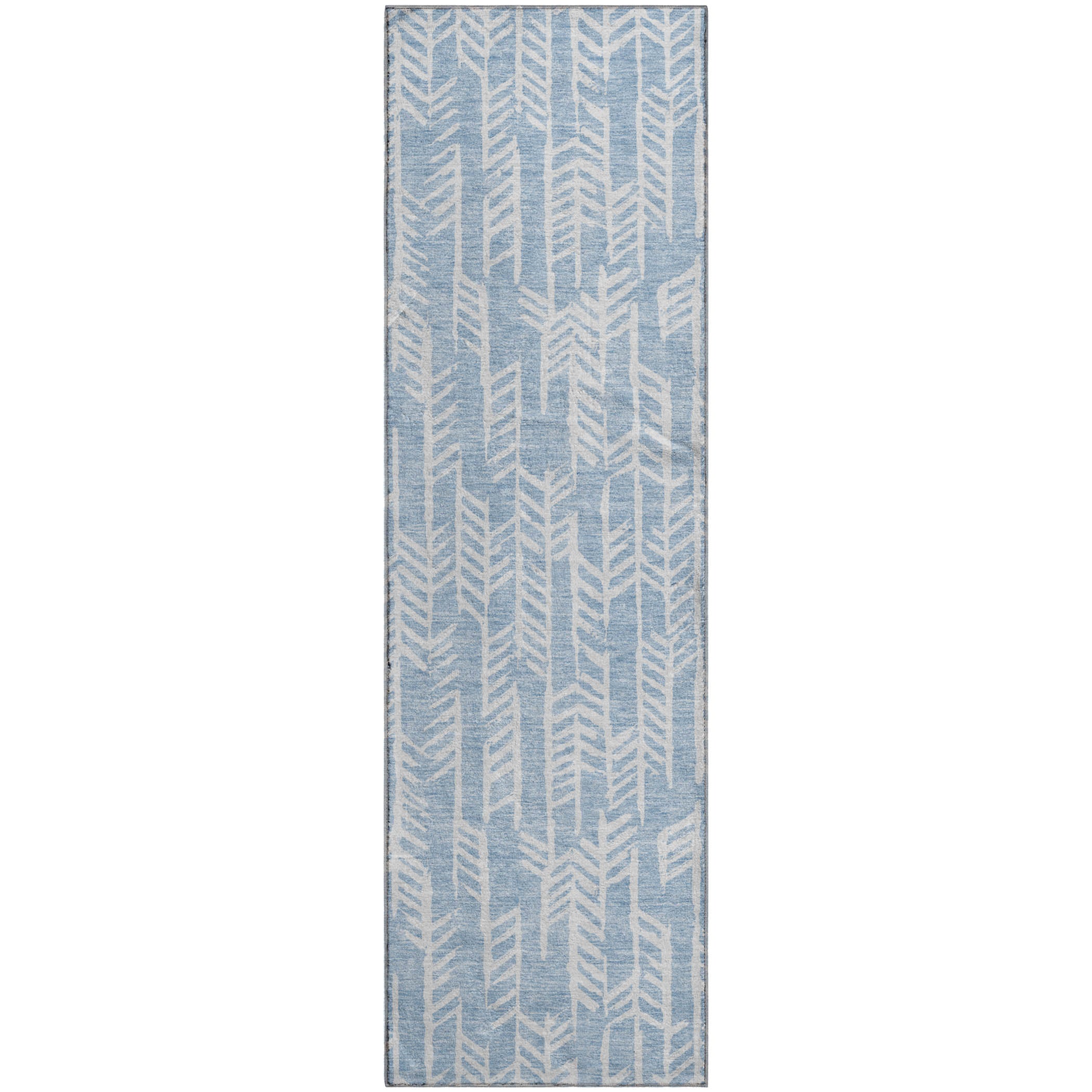 Reykjavik Machine Washable Transitional Sky Blue Rug 2'3" x 7'6" #shape_Runner