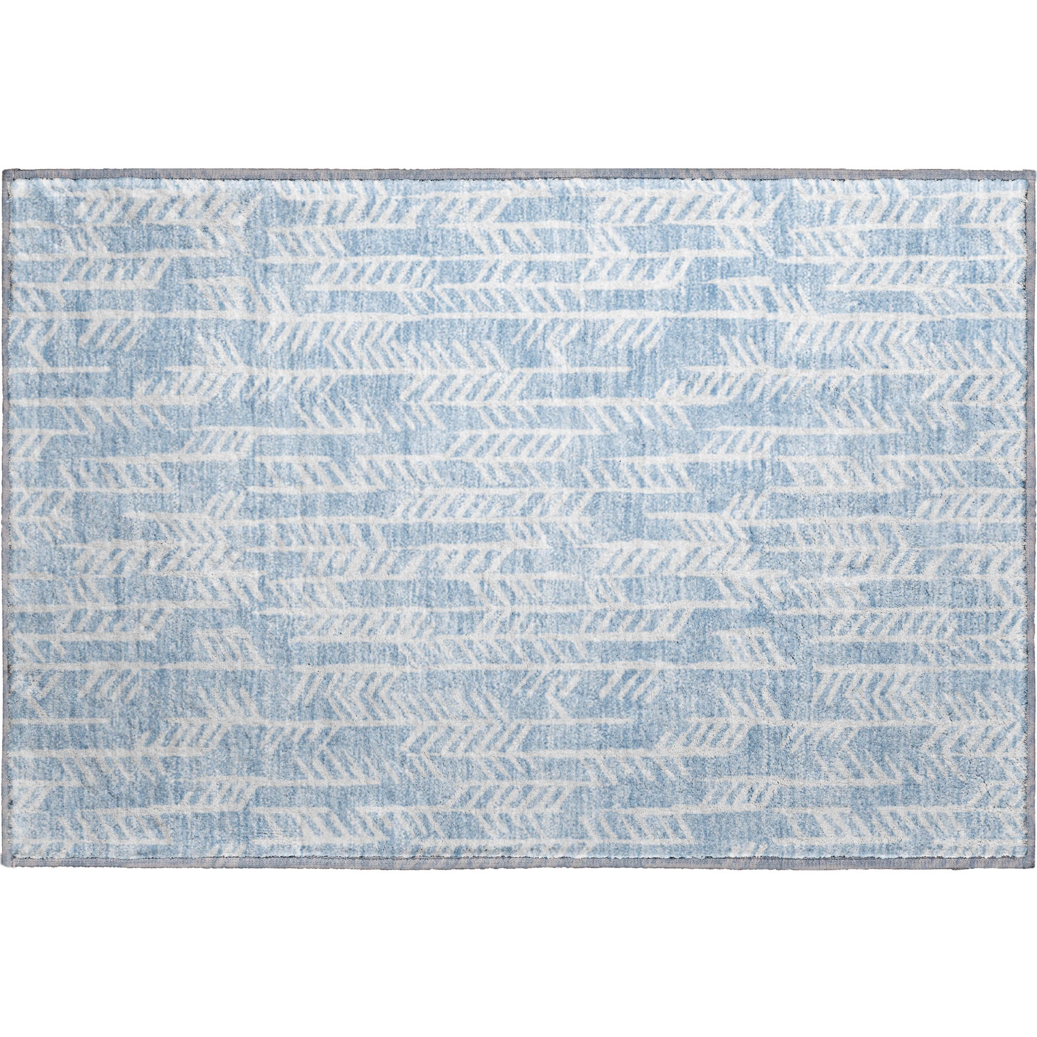 Reykjavik Machine Washable Transitional Sky Blue Rug 1'8" x 2'6" #shape_Rectangle