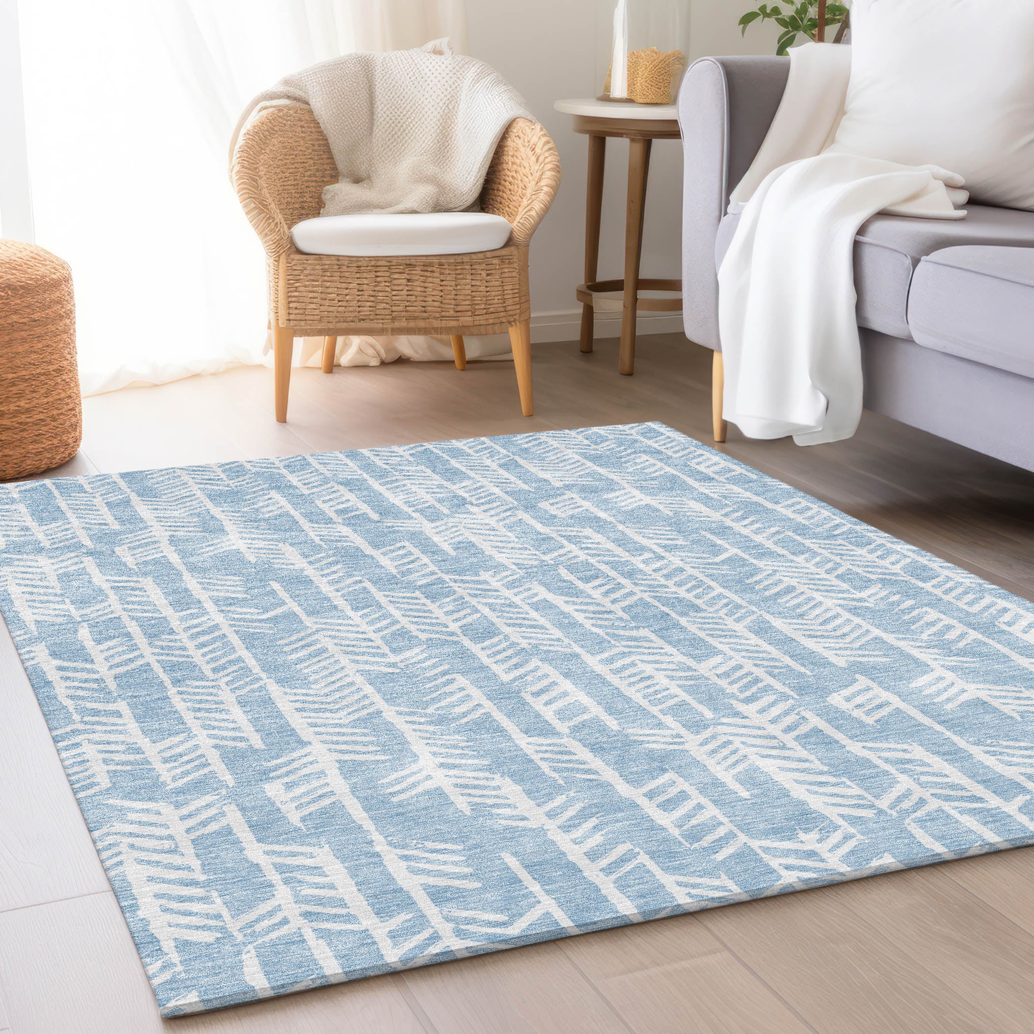 Reykjavik Machine Washable Transitional Sky Blue Rug 2'6" x 3'10" #shape_Rectangle