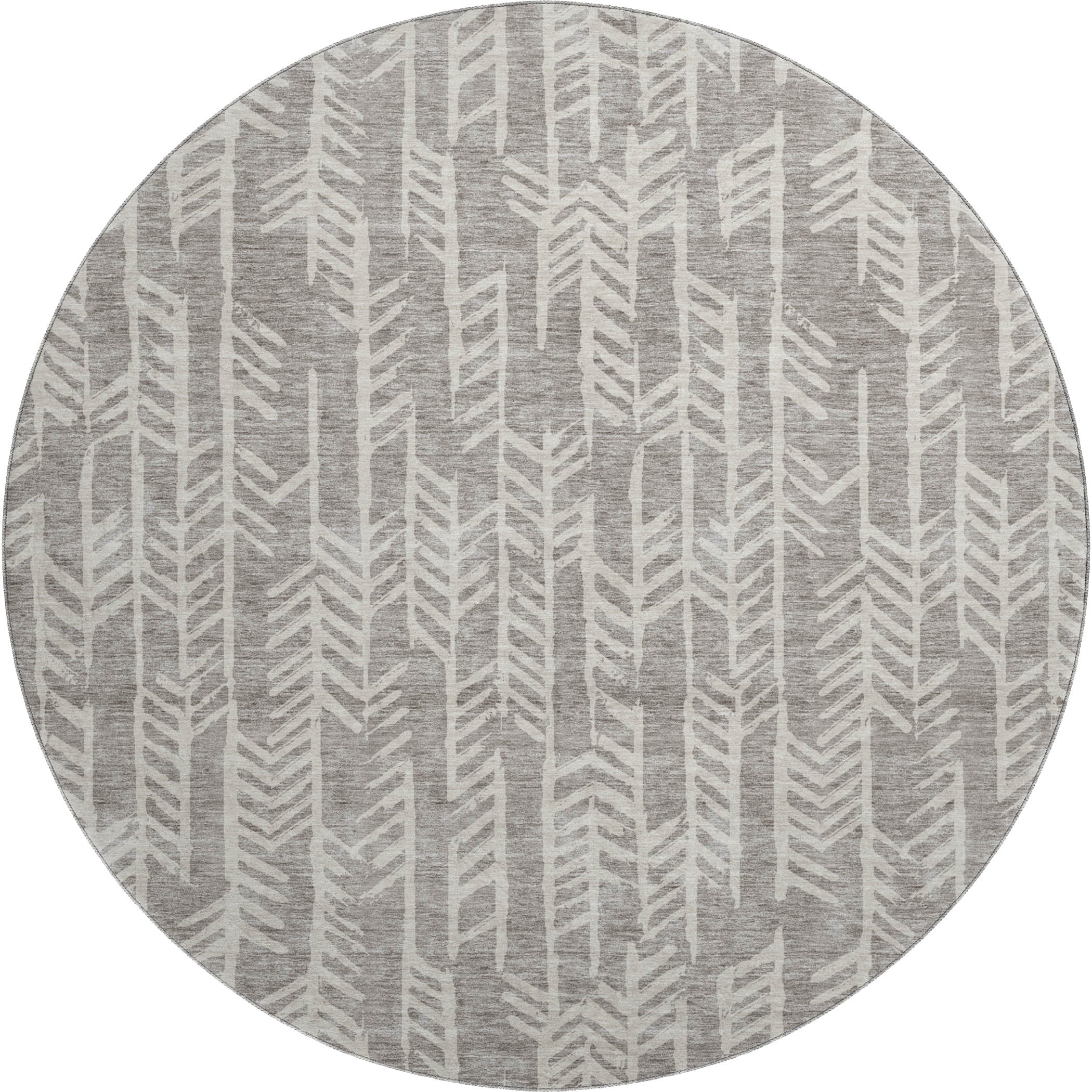 Reykjavik Machine Washable Transitional Taupe Brown Rug 8' x 8' #shape_Round