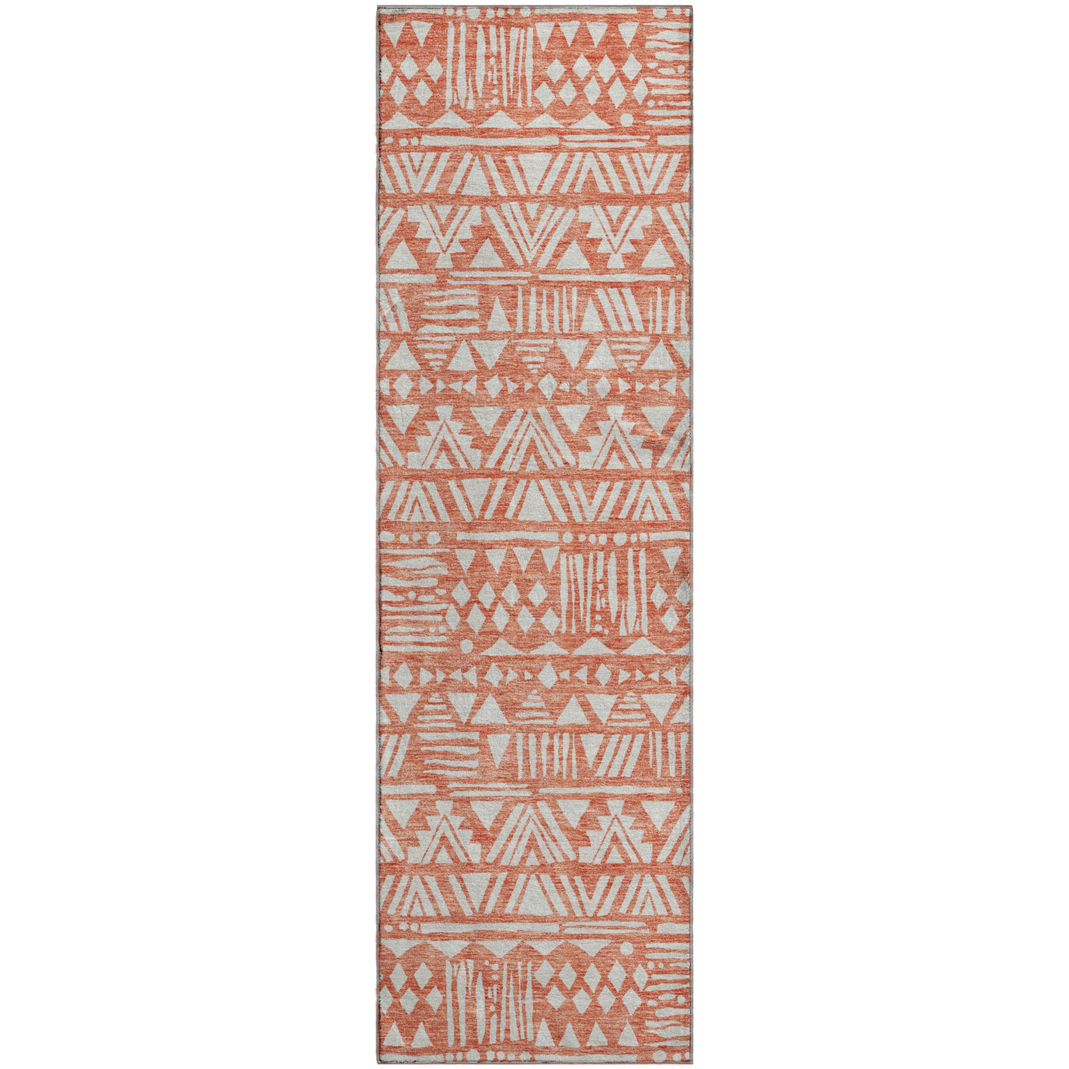 Nairobi Machine Washable Transitional Coral Orange Rug 2'3" x 7'6" #shape_Runner
