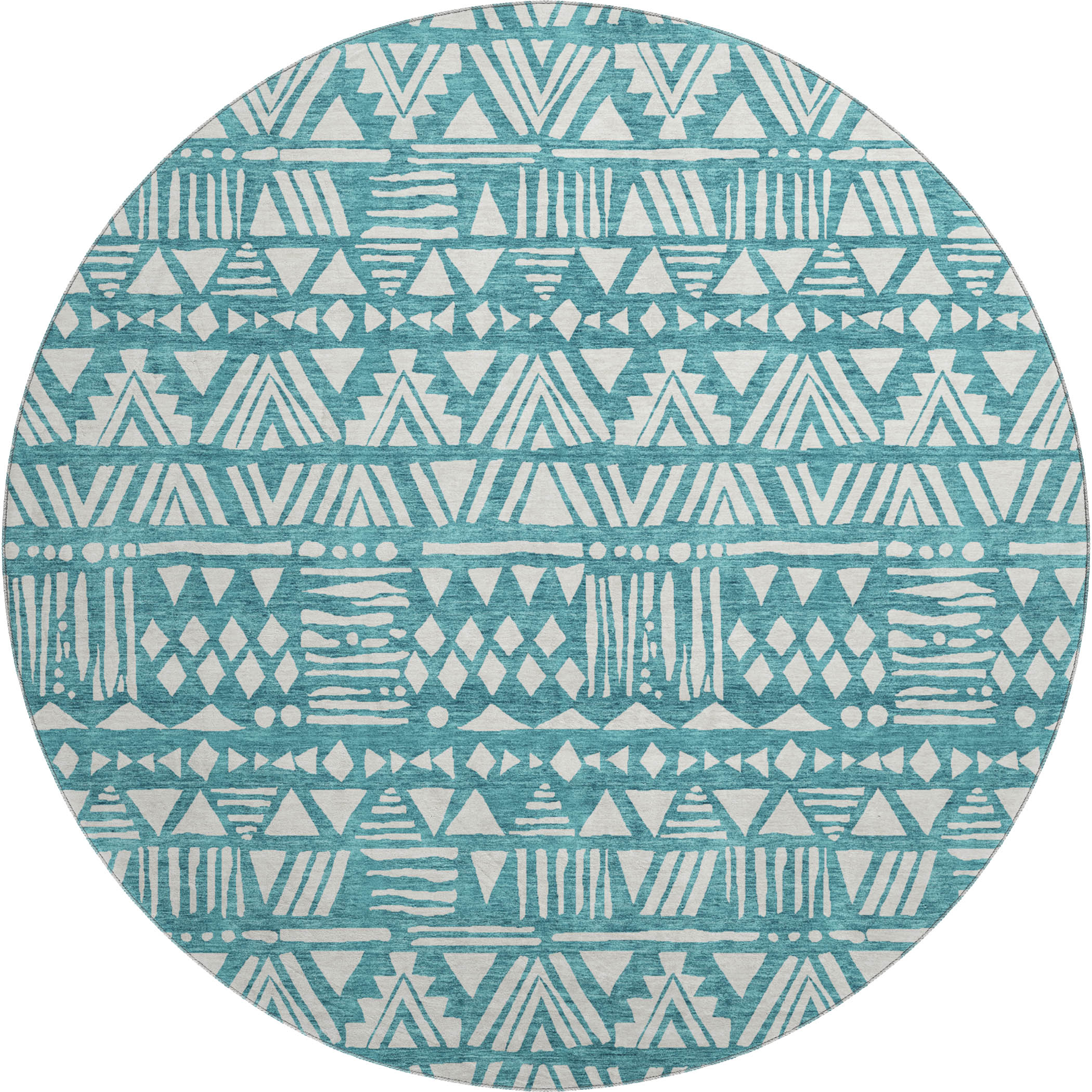 Nairobi Machine Washable Transitional Teal Rug 8' x 8' #shape_Round