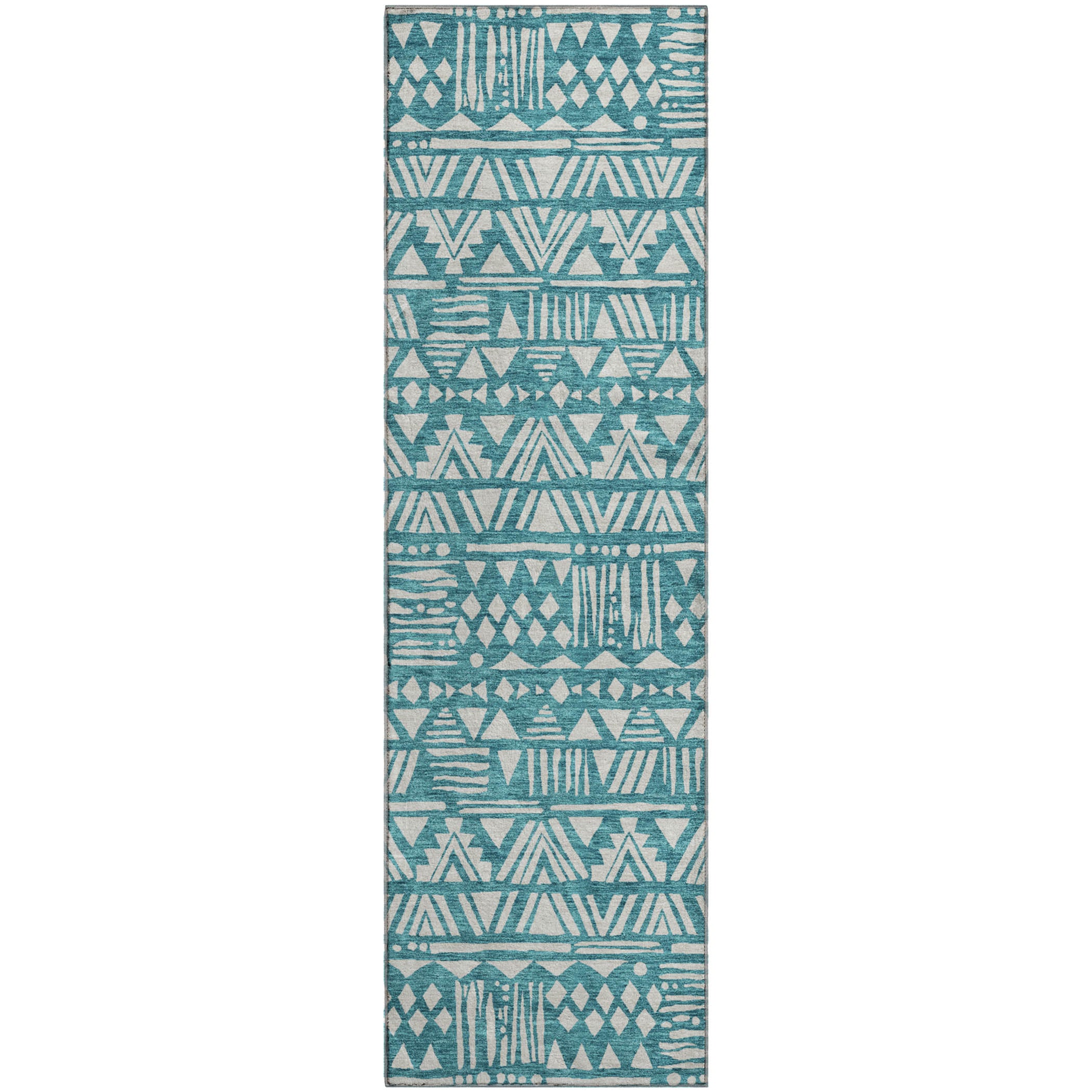 Nairobi Machine Washable Transitional Teal Rug 2'3" x 7'6" #shape_Runner